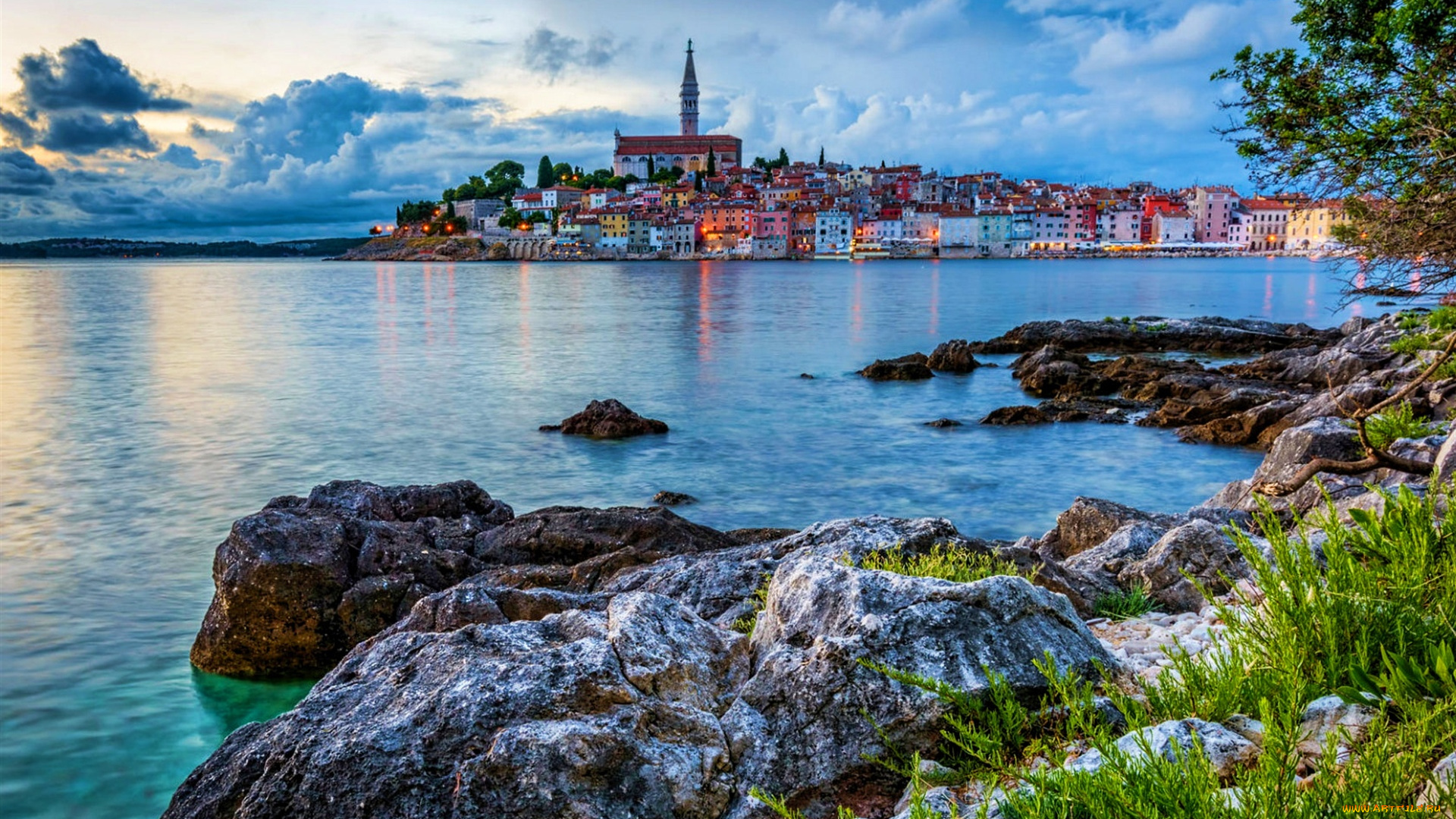хорватия, , ровинь, города, -, пейзажи, ровинь, городские, пейзажи, закат, лето, истрия, европа