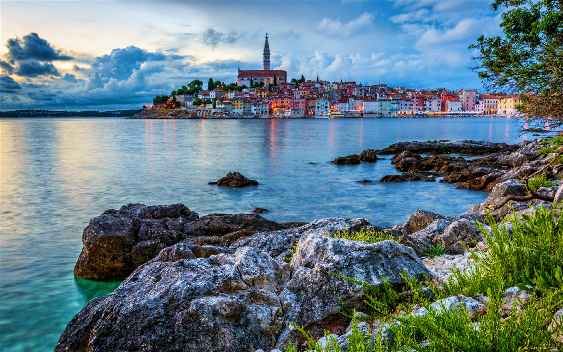 хорватия, , ровинь, города, -, пейзажи, ровинь, городские, пейзажи, закат, лето, истрия, европа