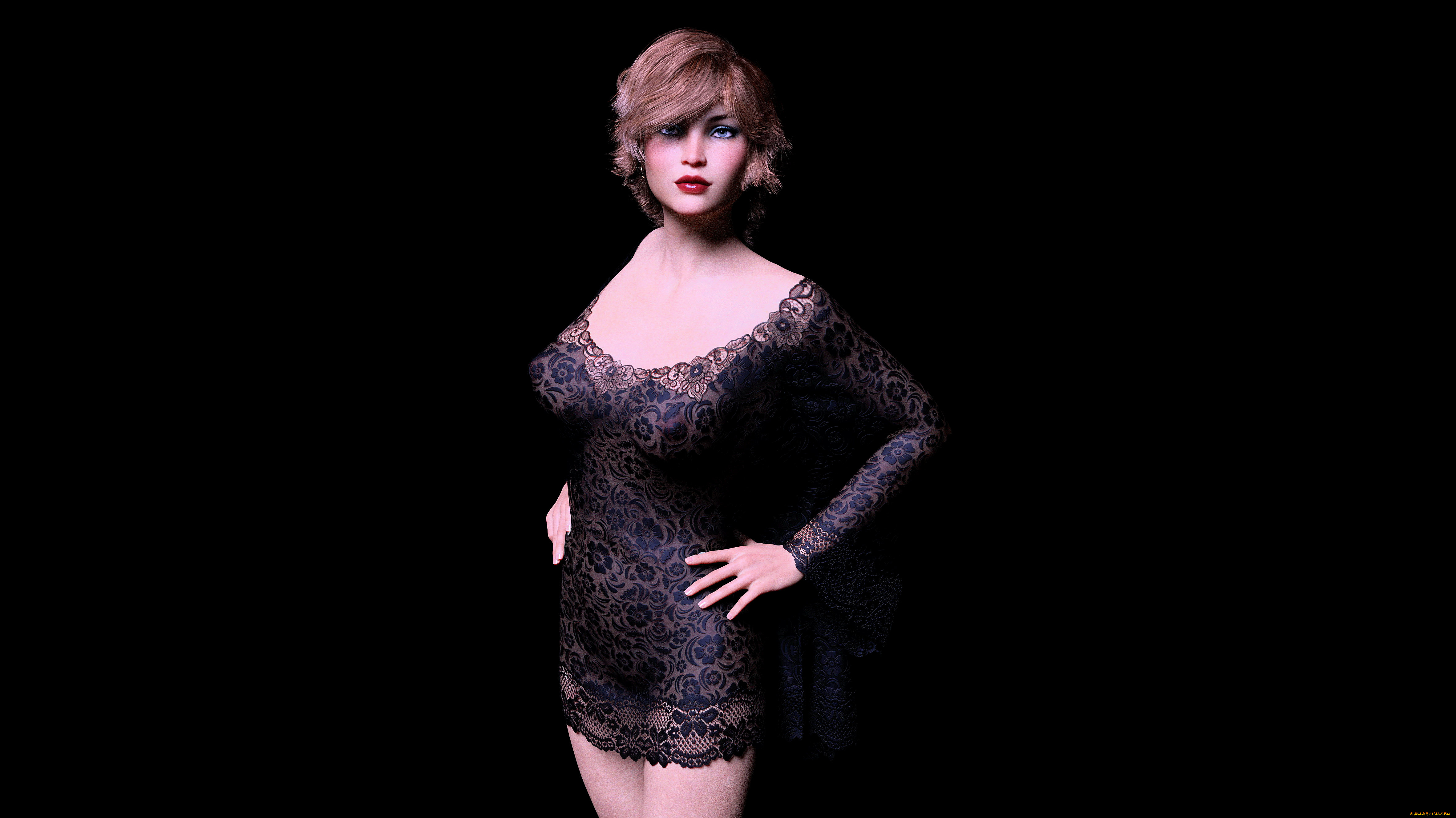 3д, графика, люди, , people, девушка, фон, взгляд, платье