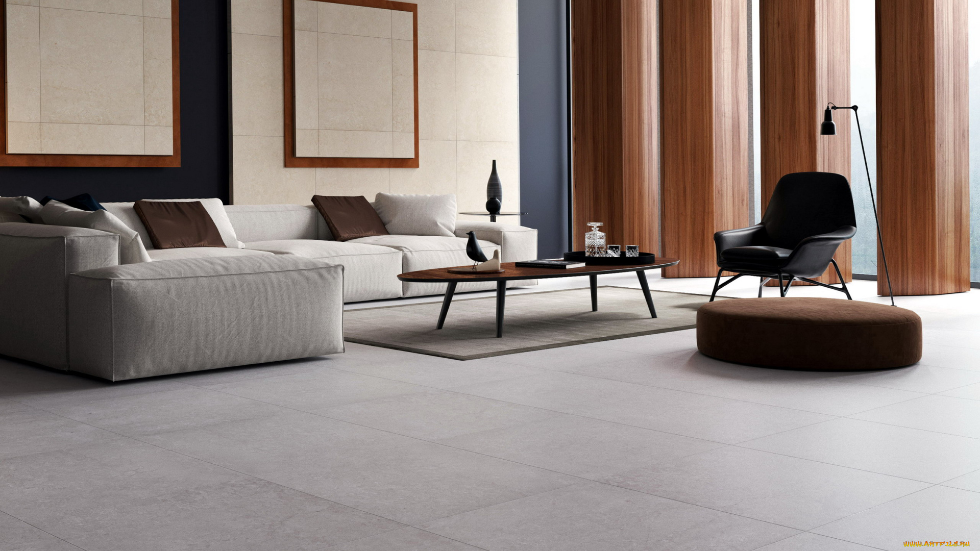 интерьер, гостиная, мягкий, уголок