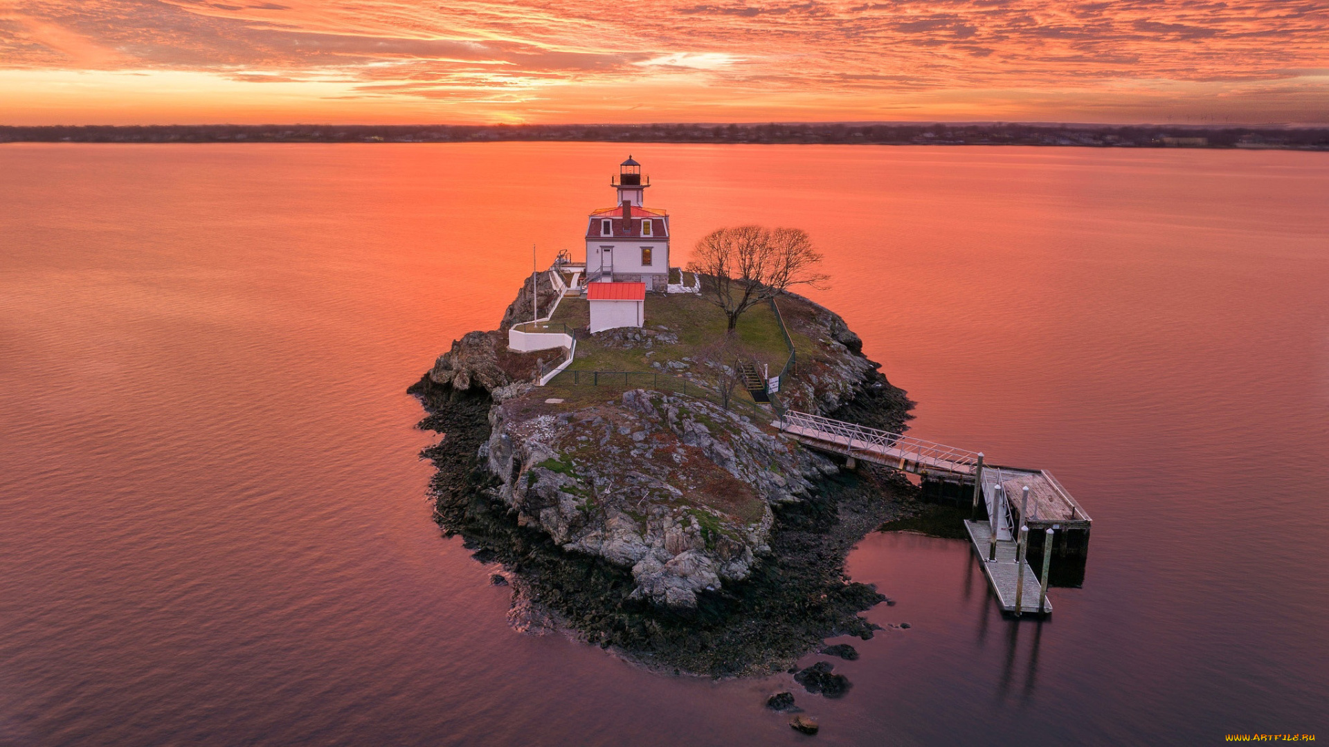 pomham, rocks, lighthouse, usa, природа, маяки, pomham, rocks, lighthouse
