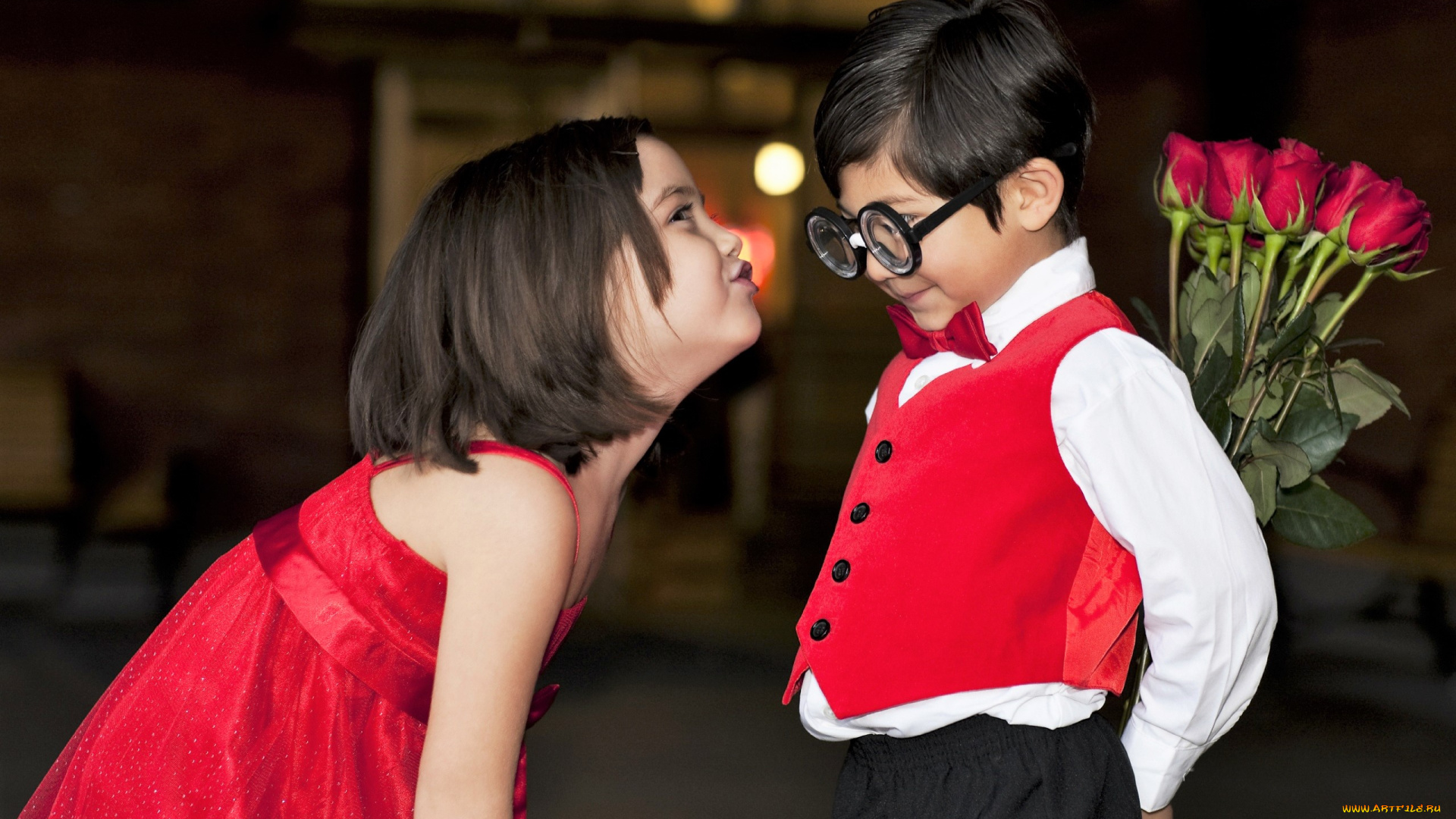 разное, дети, девочка, мальчик, очки, букет