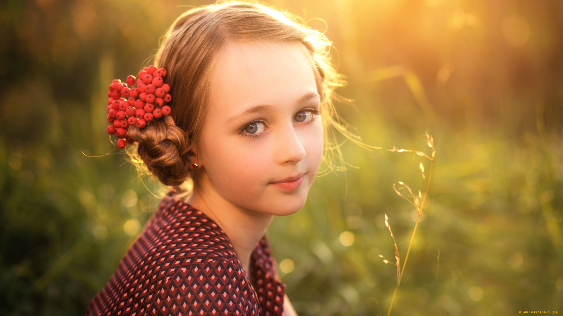 разное, дети, девочка, рябина