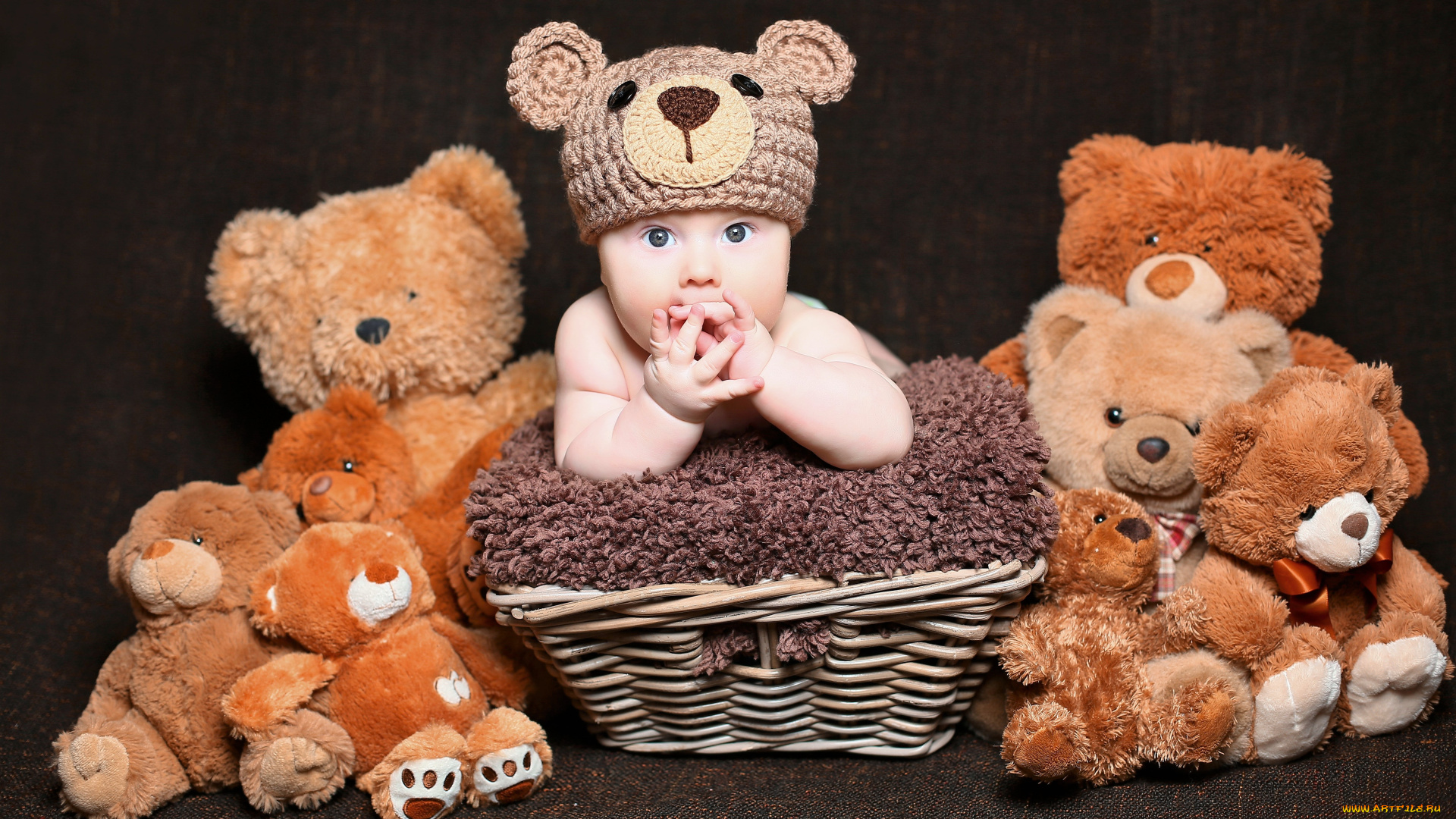 разное, дети, ребенок, шапка, корзина, игрушки, мишки