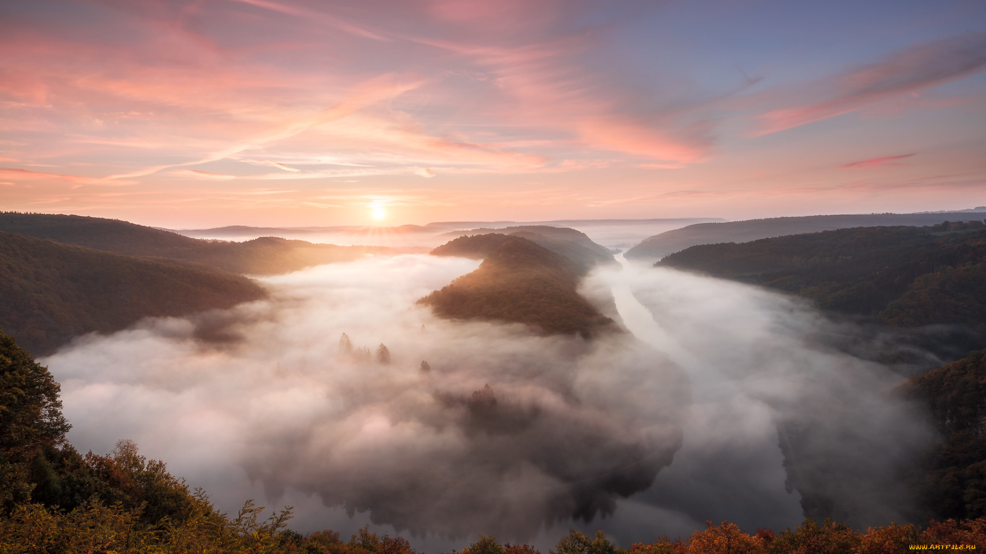 природа, восходы, закаты, туман