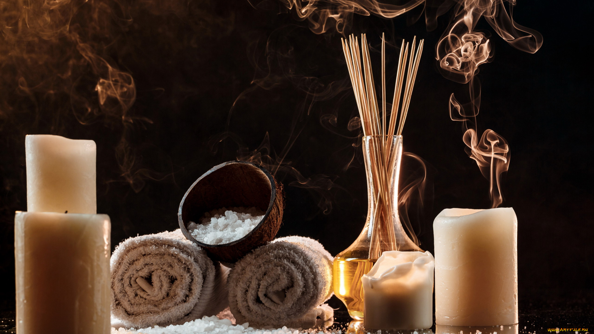 разное, свечи, полотенца, спа
