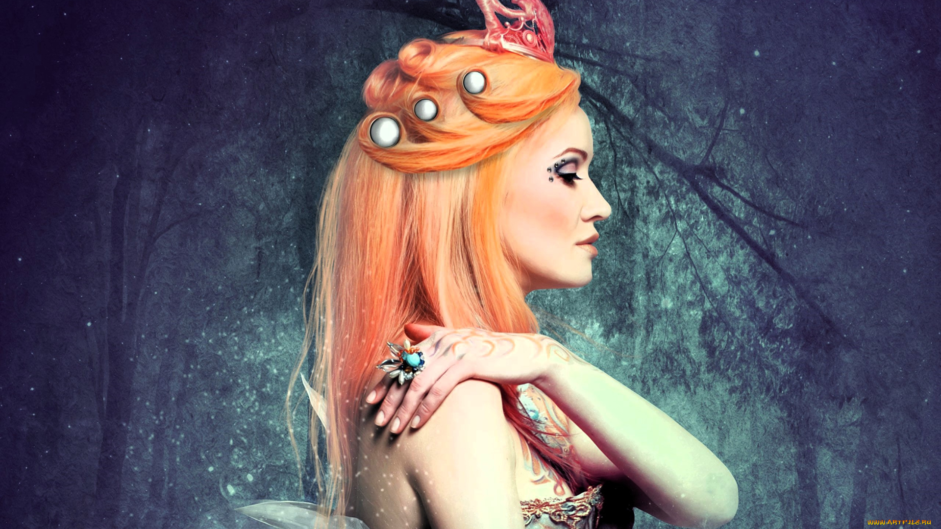 фэнтези, фотоарт, девушка, образ, наряд, корона, лес