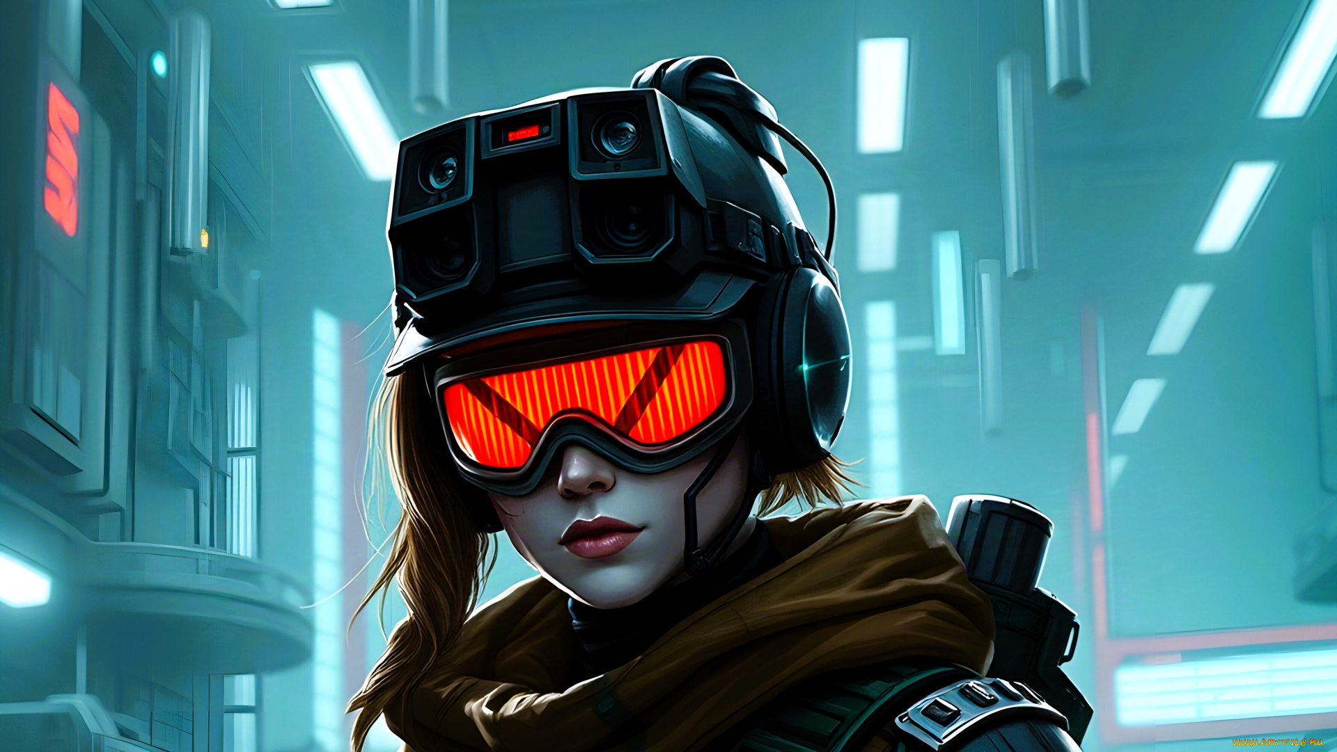 фэнтези, роботы, , киборги, , механизмы, девушка, лицо, очки, техника, киберпанк