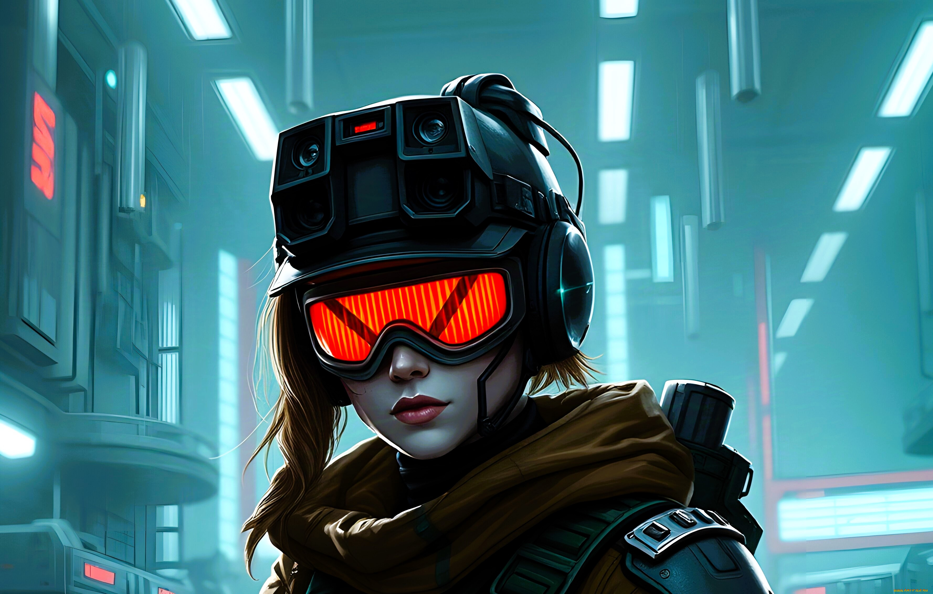 фэнтези, роботы, , киборги, , механизмы, девушка, лицо, очки, техника, киберпанк