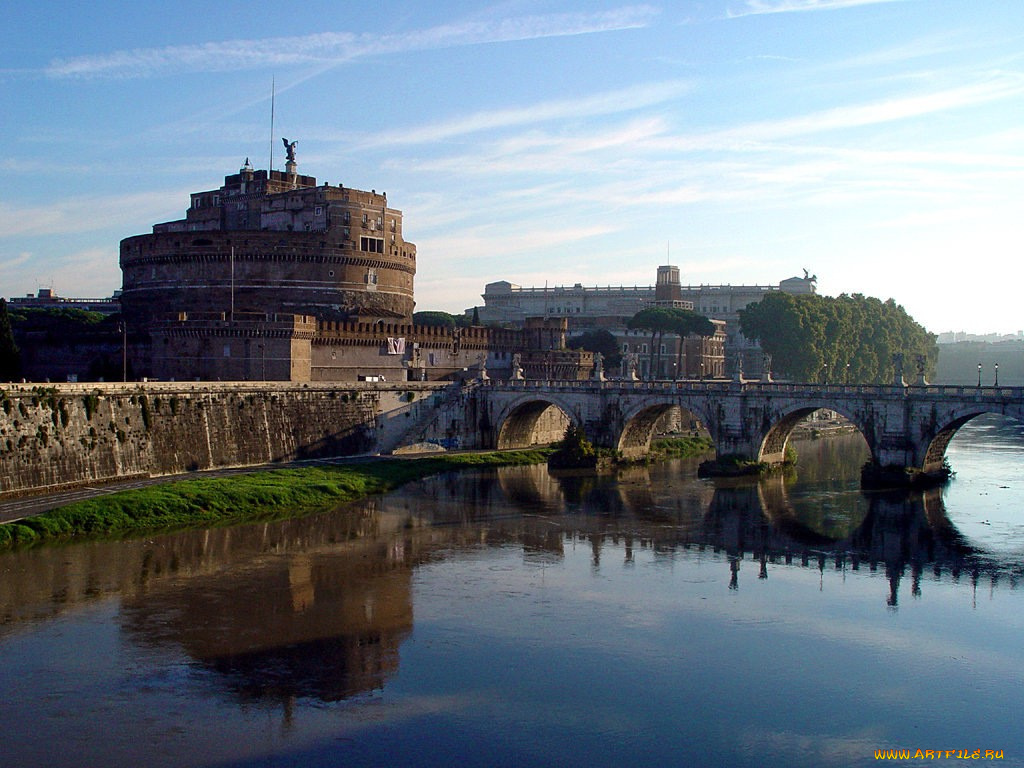 замок, ангела, рим, италия, города, ватикан