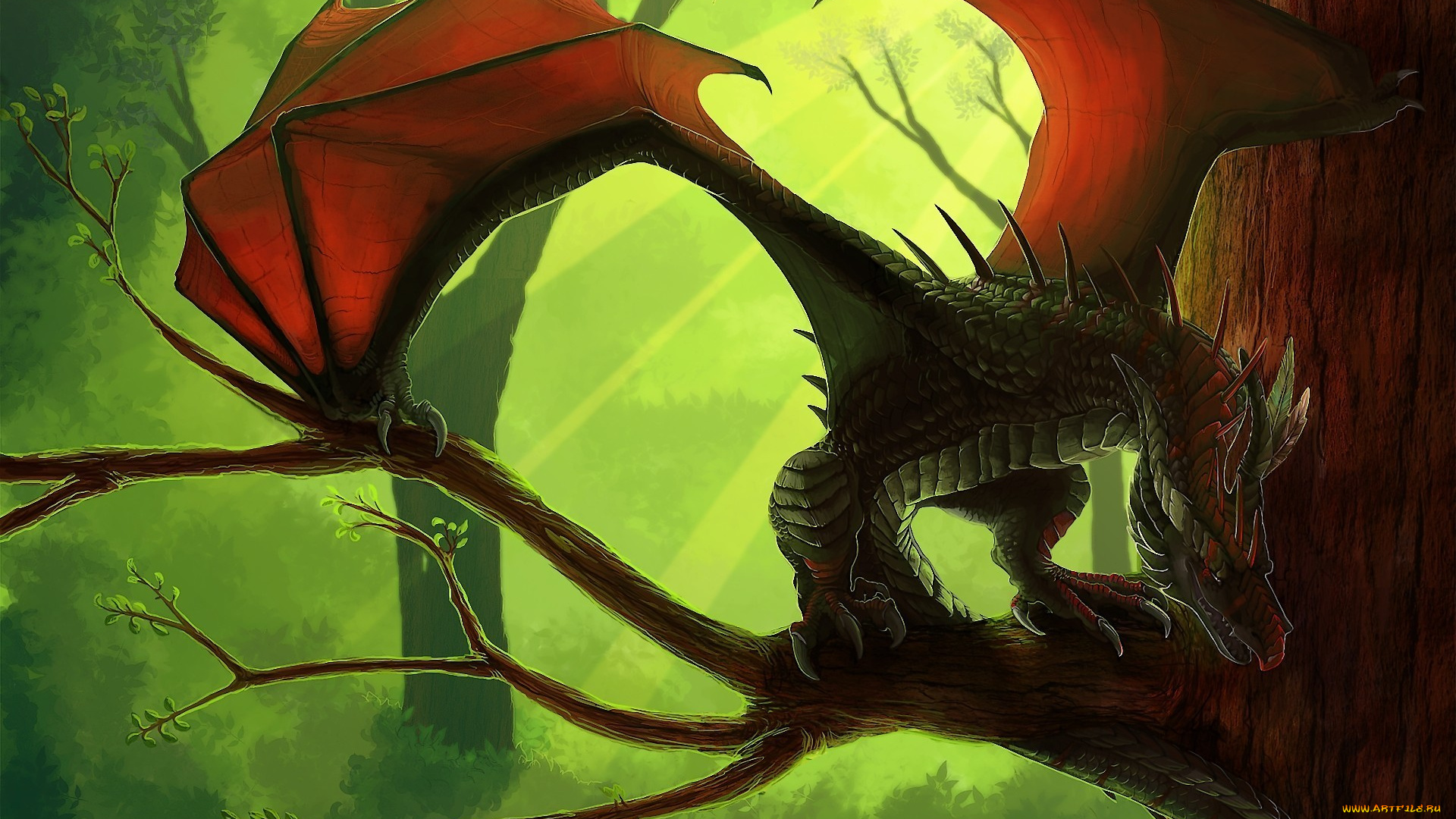 фэнтези, драконы, дерево