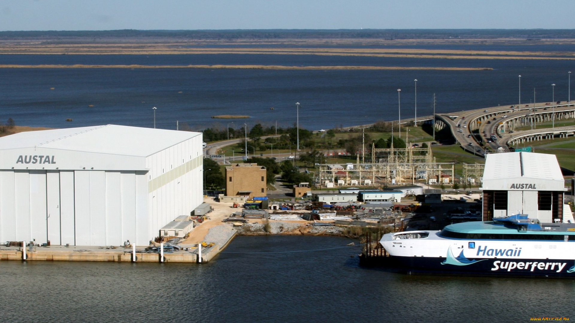 корабли, порты, причалы, катамаран