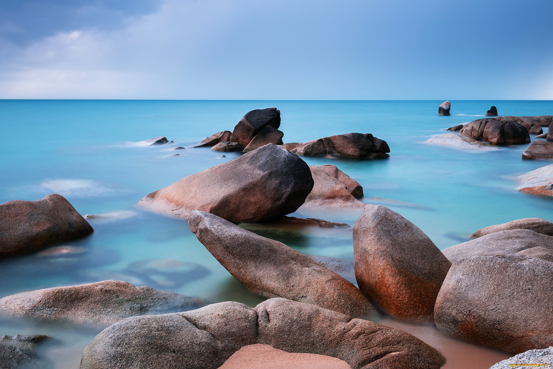 природа, побережье, море, камни