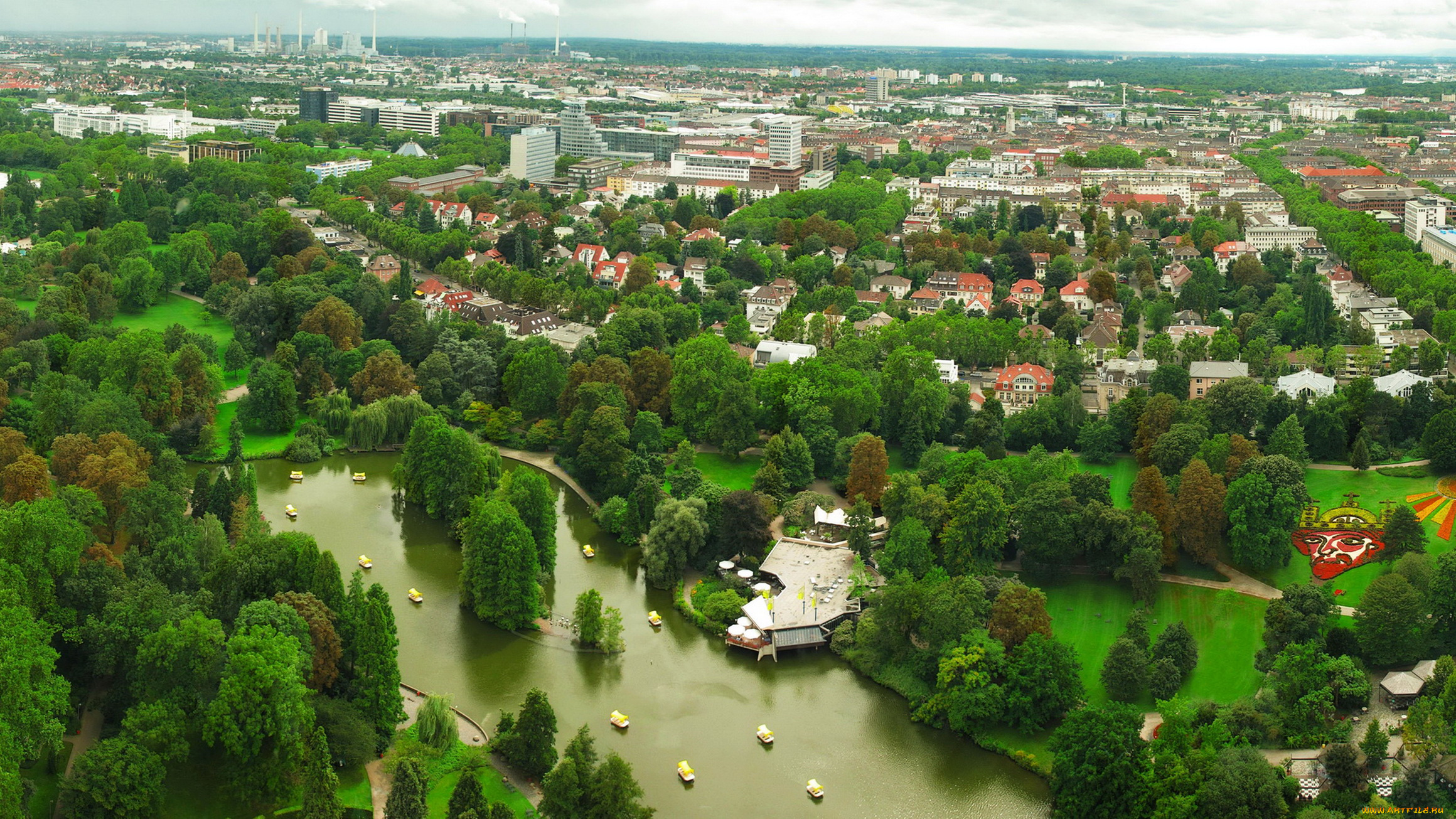города, панорамы, мангейм, германия