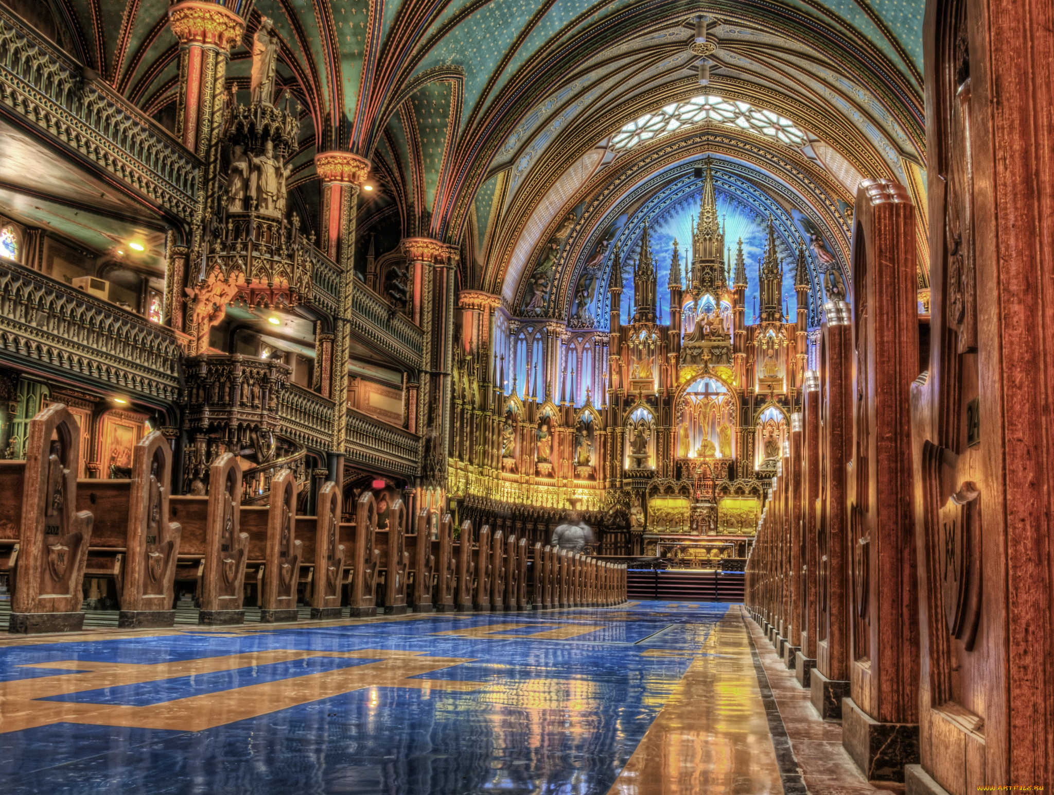 notre, dame, basillica, in, montreal, интерьер, убранство, , роспись, храма, собор