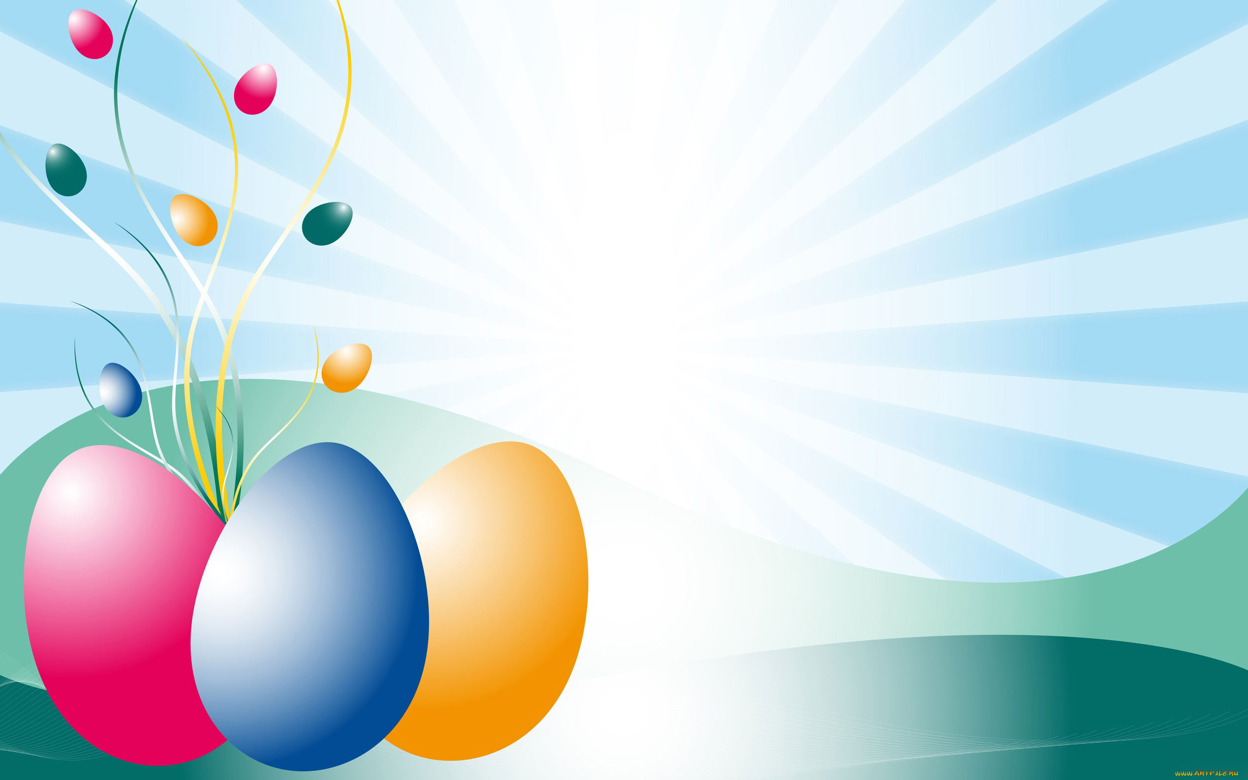 праздничные, пасха, яйца, фон, лучи