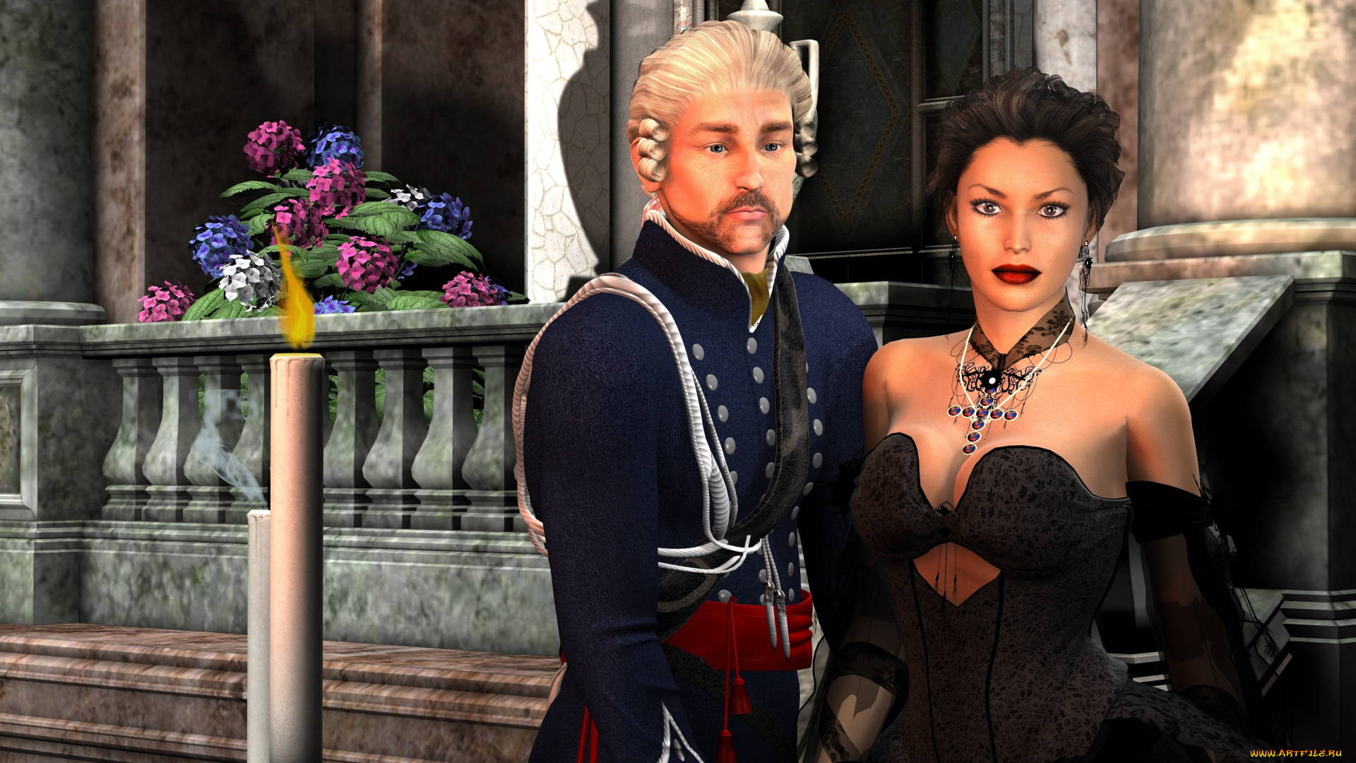 3д, графика, люди, , people, мужчина, фон, взгляд, девушка