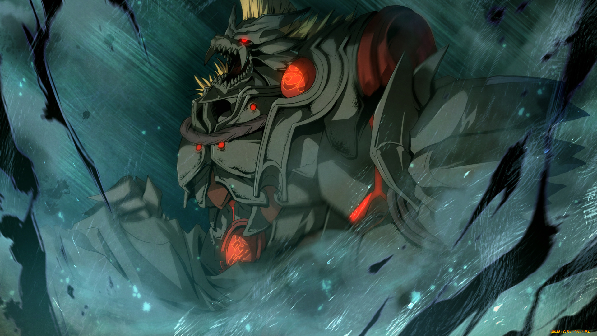 аниме, kajiri, kamui, kagura, клыки, доспехи, зверь, демон, знаки, злость