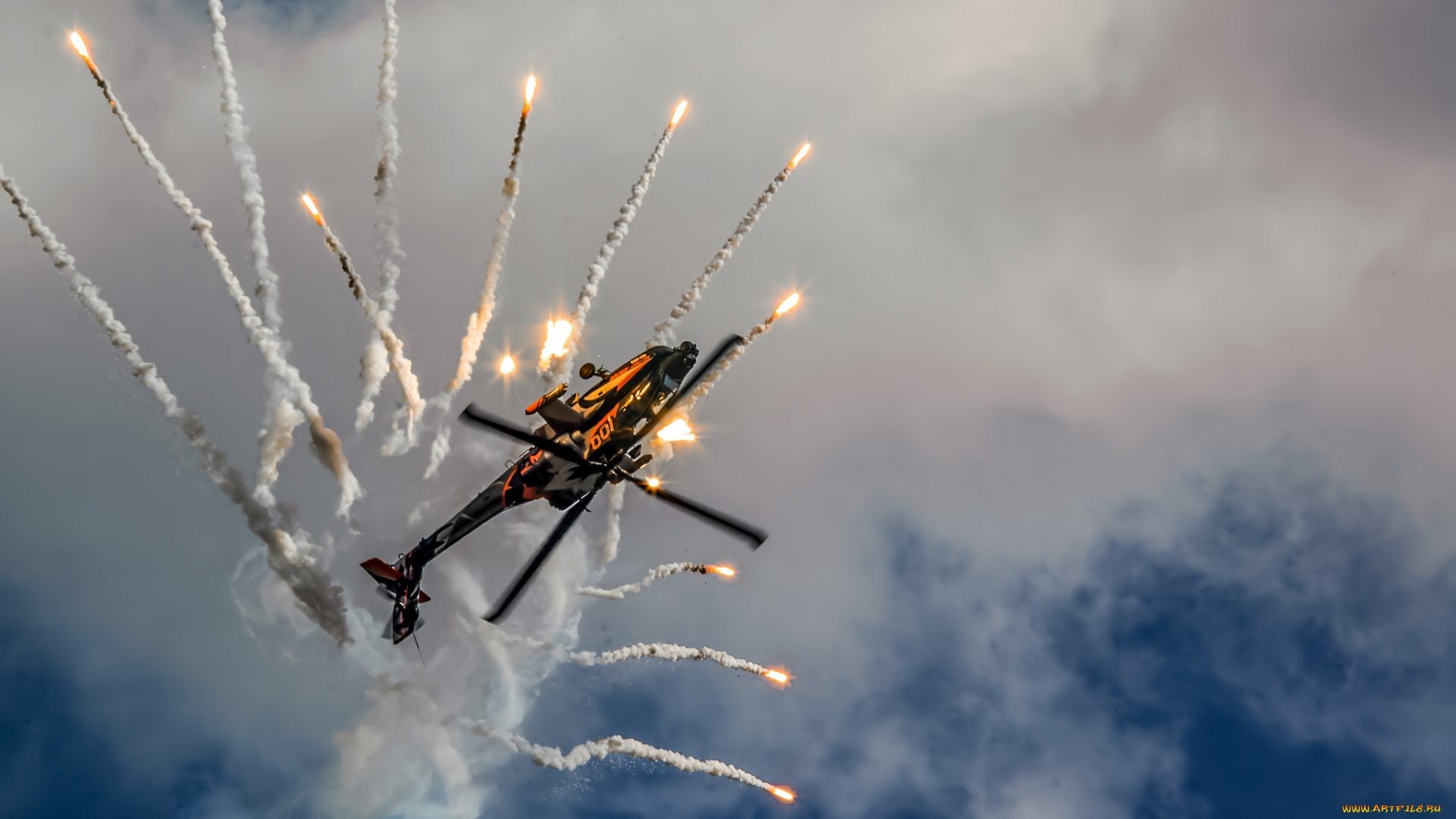 авиация, вертолёты, облака, небо, вертолёт