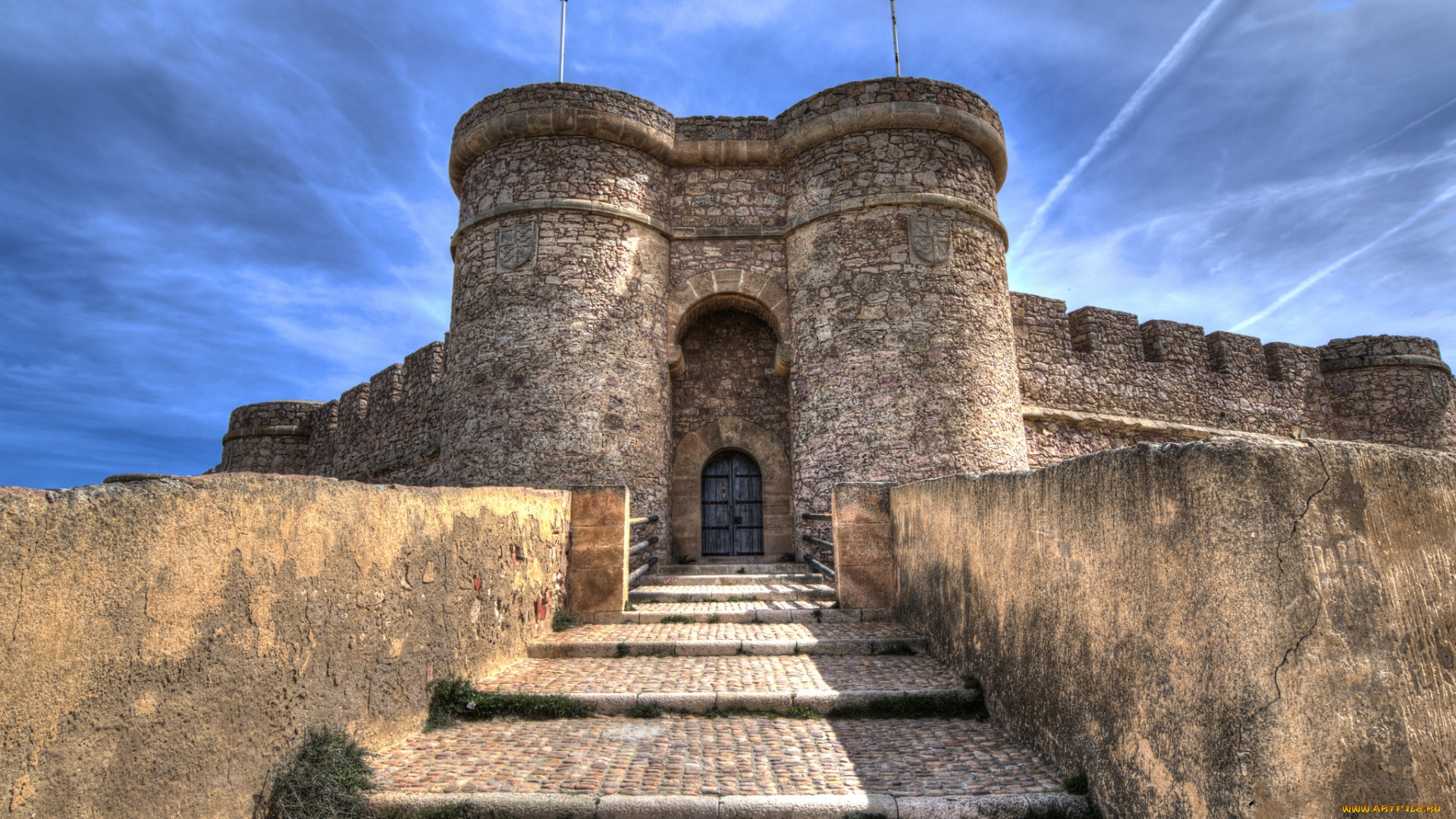 castillo, de, chinchilla, города, замки, испании, бастион, лестница, замок