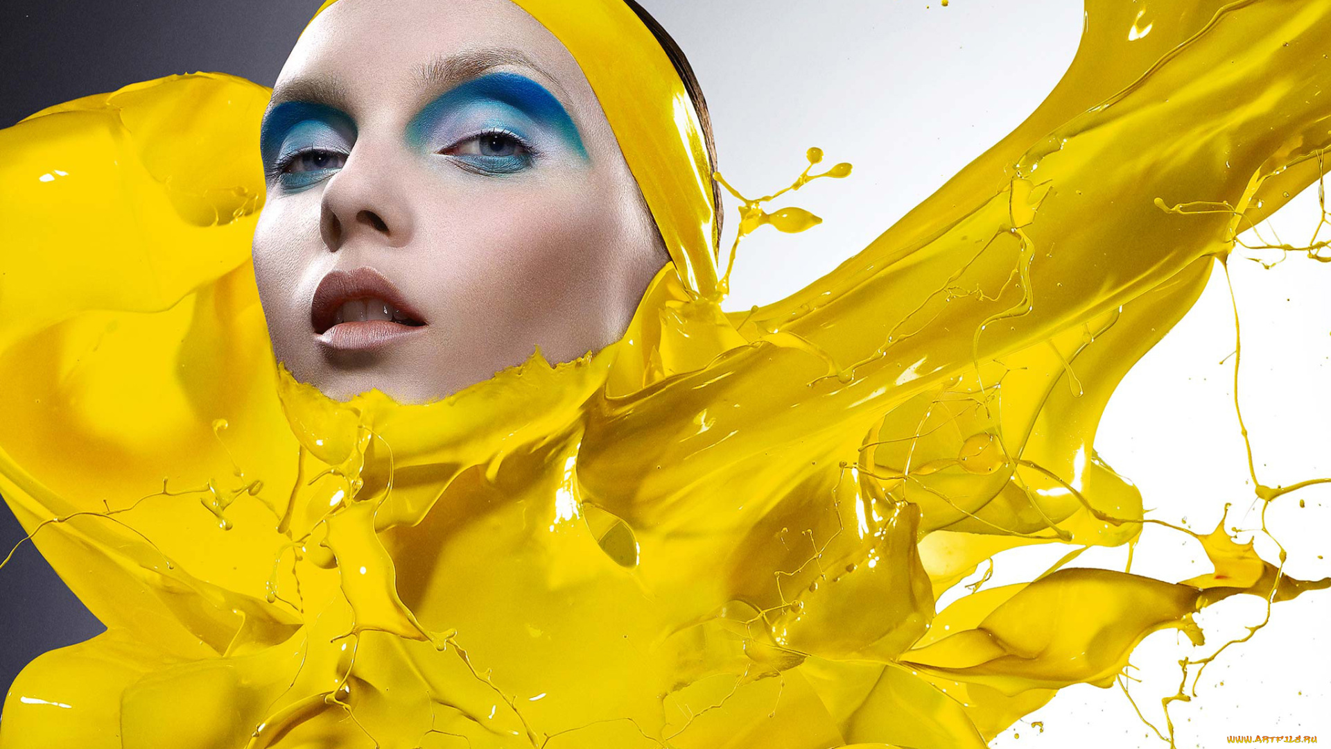 девушки, -unsort, , креатив, лицо, макияж, краска, взгляд, брызги