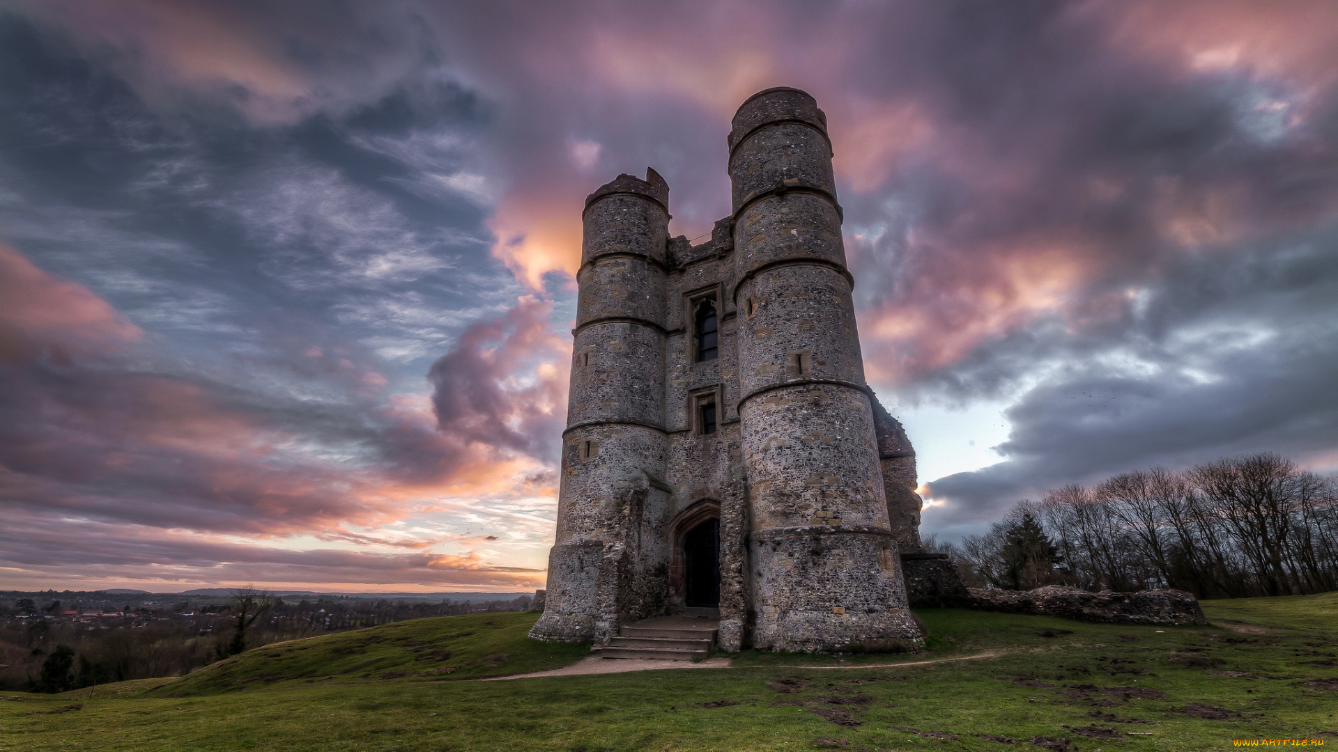 donnington, castle, города, замки, англии, замок, сумрак