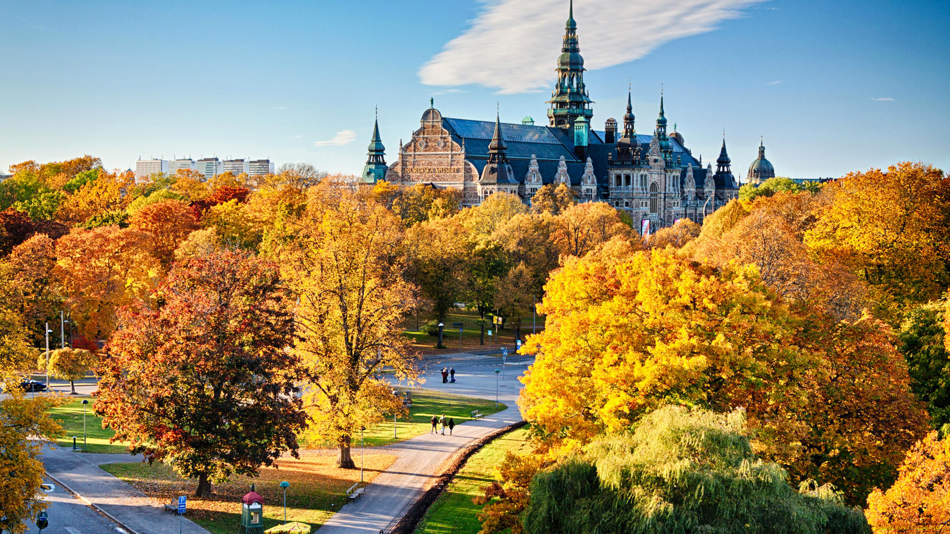 города, -, католические, соборы, , костелы, , аббатства, небо, город, парк, деревья, осень, собор