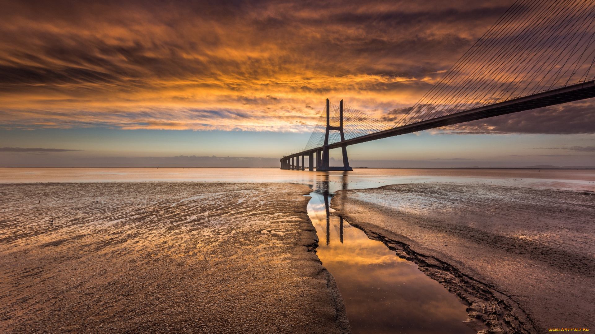 города, -, мосты, золотое, лиссабон, португалия, мост, побережье
