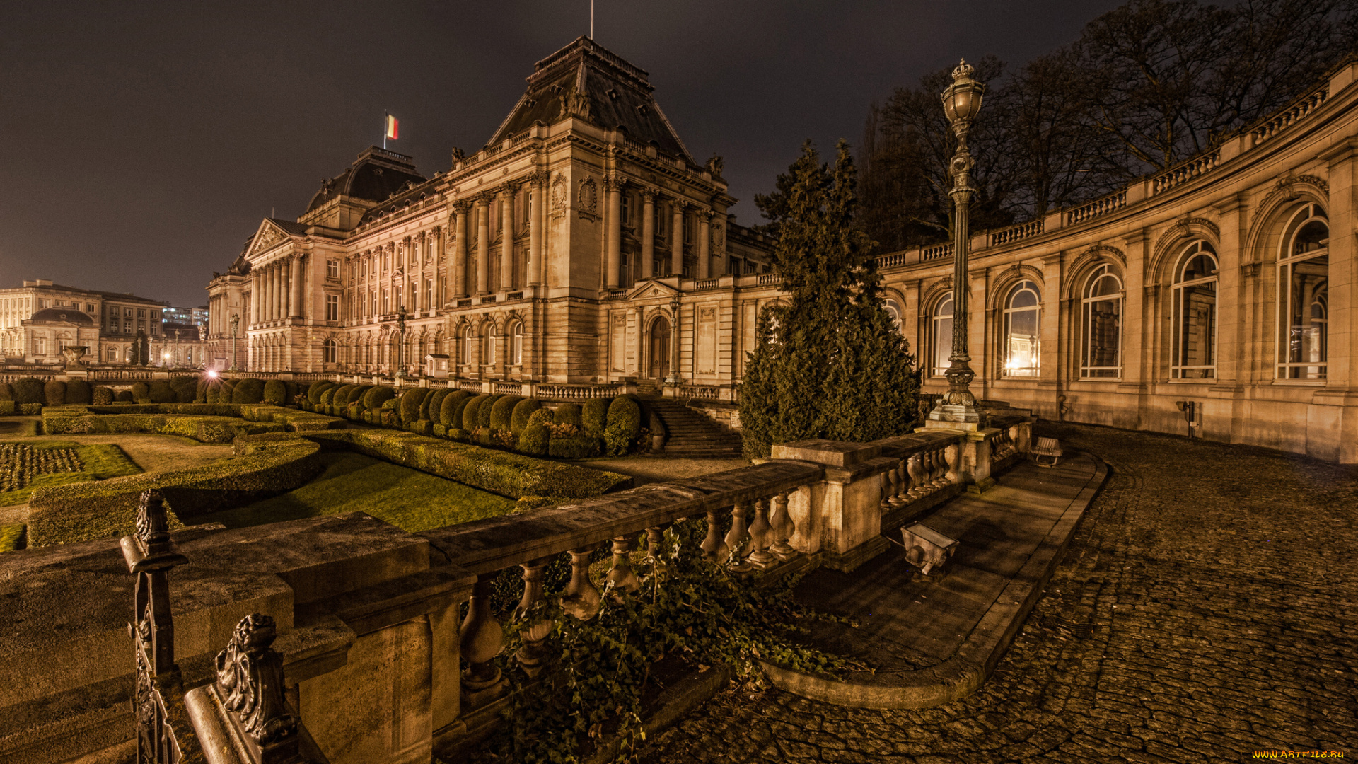 palace, of, brussels, города, брюссель, , бельгия, дворец, ночь