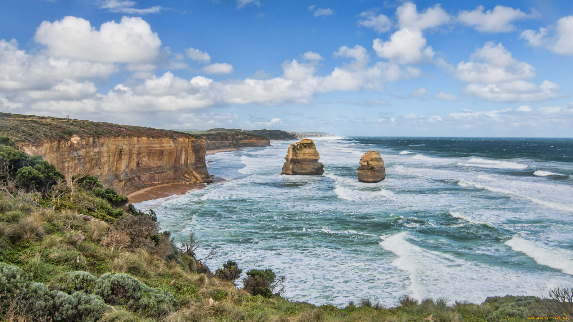 природа, побережье, скалы, волны, океан