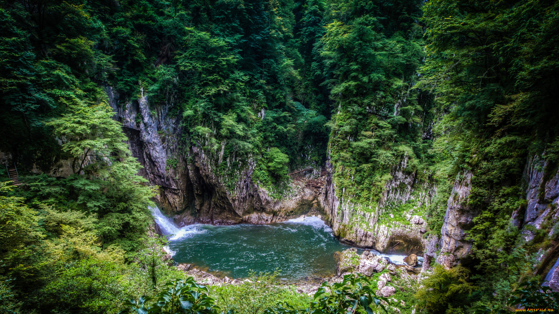 природа, водопады, водопад, река, лес