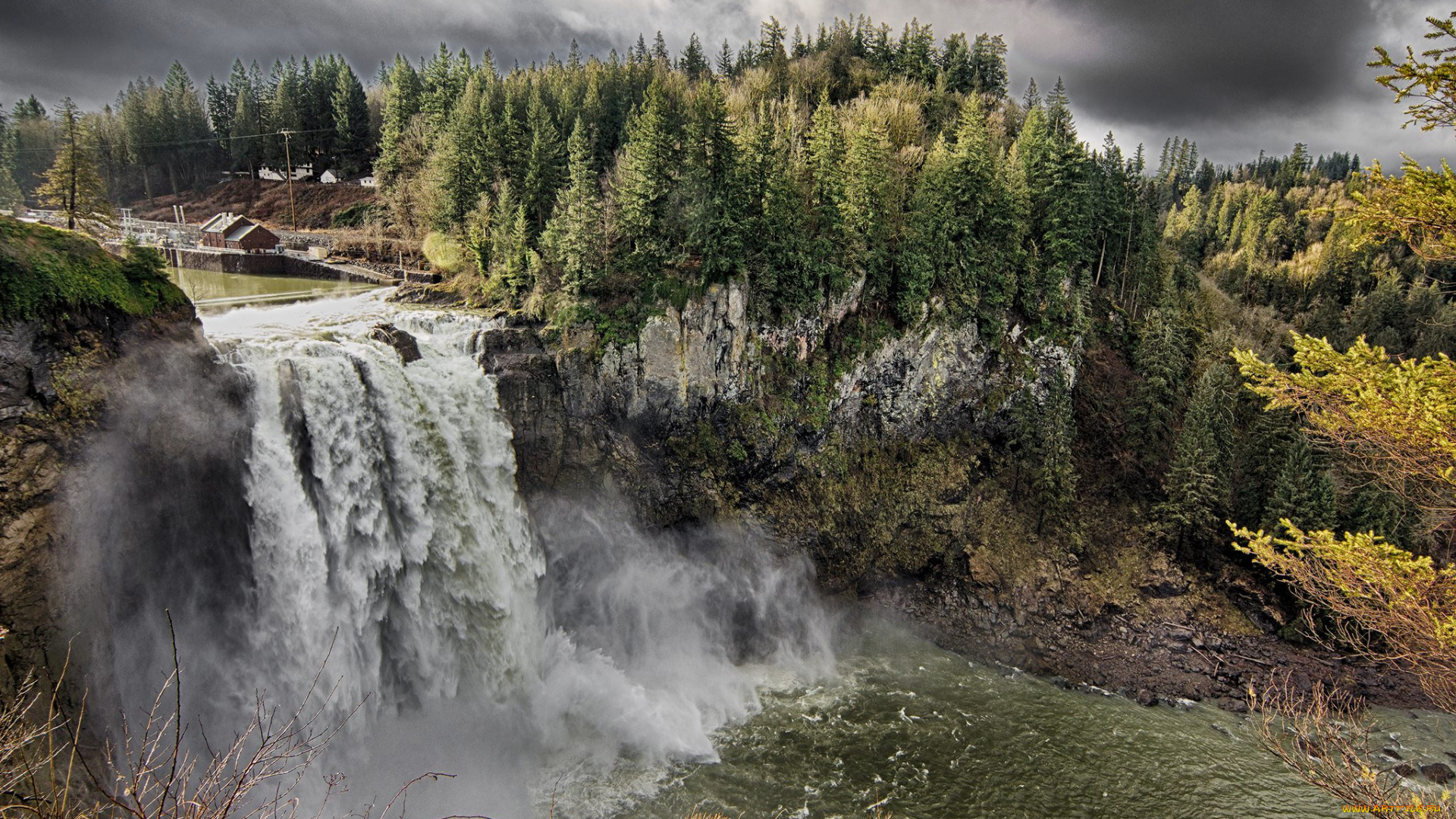 природа, водопады, водопад, река, лес