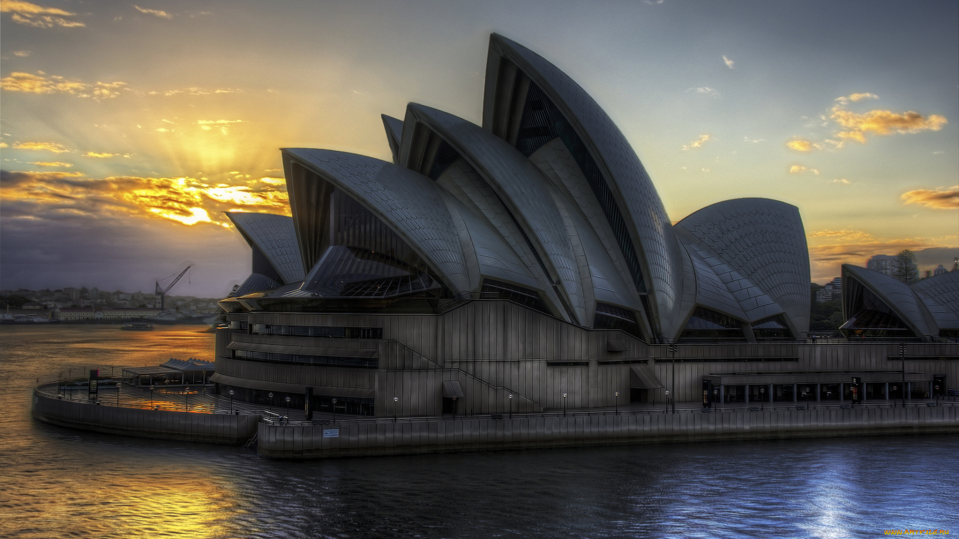sydney, opera, house, города, сидней, , австралия, опера, залив, сумерки