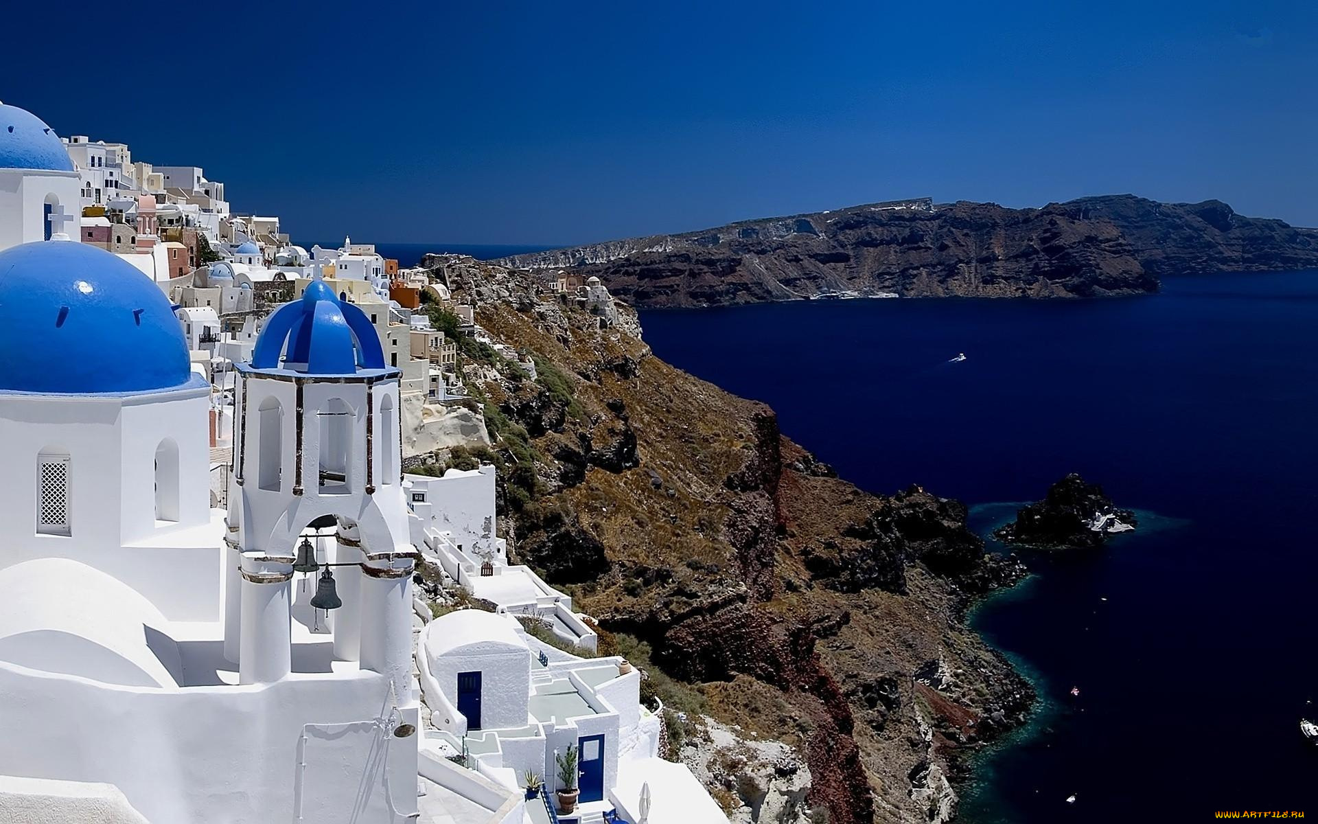 города, санторини, , греция, остров, скалы, дома, здания, храм, море
