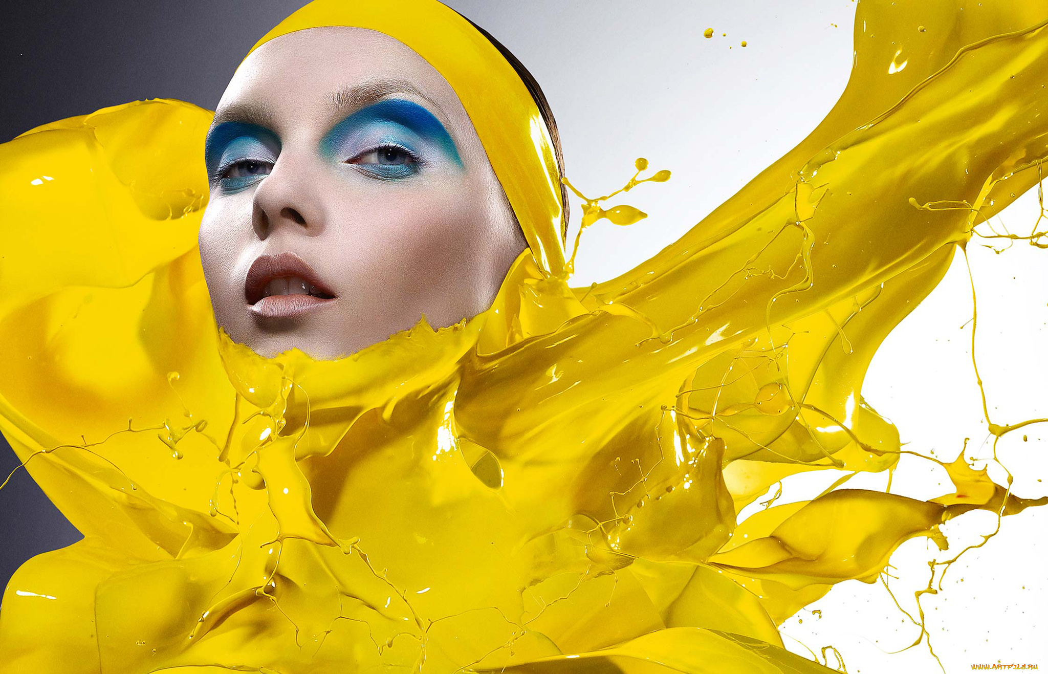 девушки, -unsort, , креатив, лицо, макияж, краска, взгляд, брызги