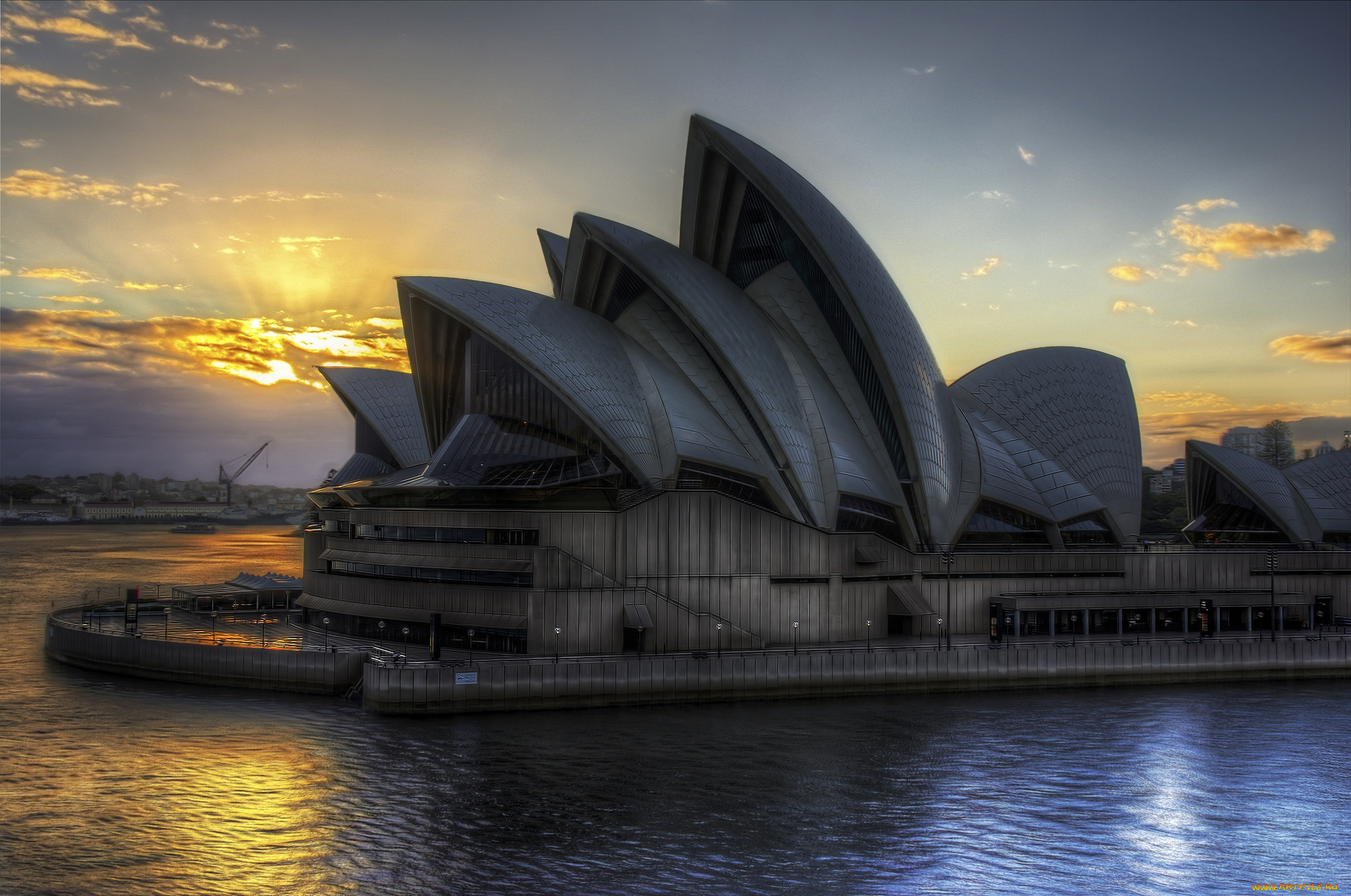 sydney, opera, house, города, сидней, , австралия, опера, залив, сумерки