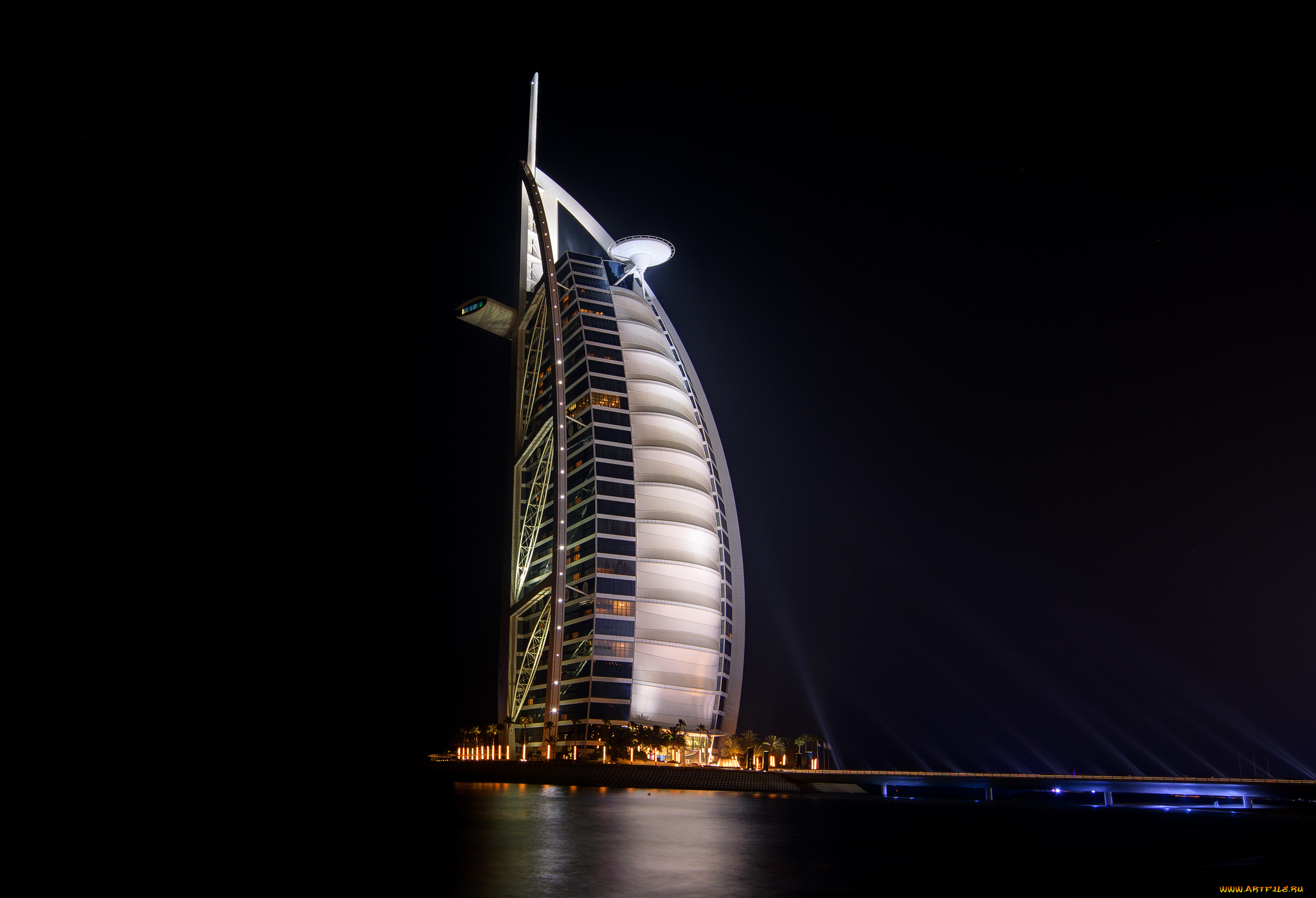 burj, al, arab, hotel, города, дубай, , оаэ, отель, ночь