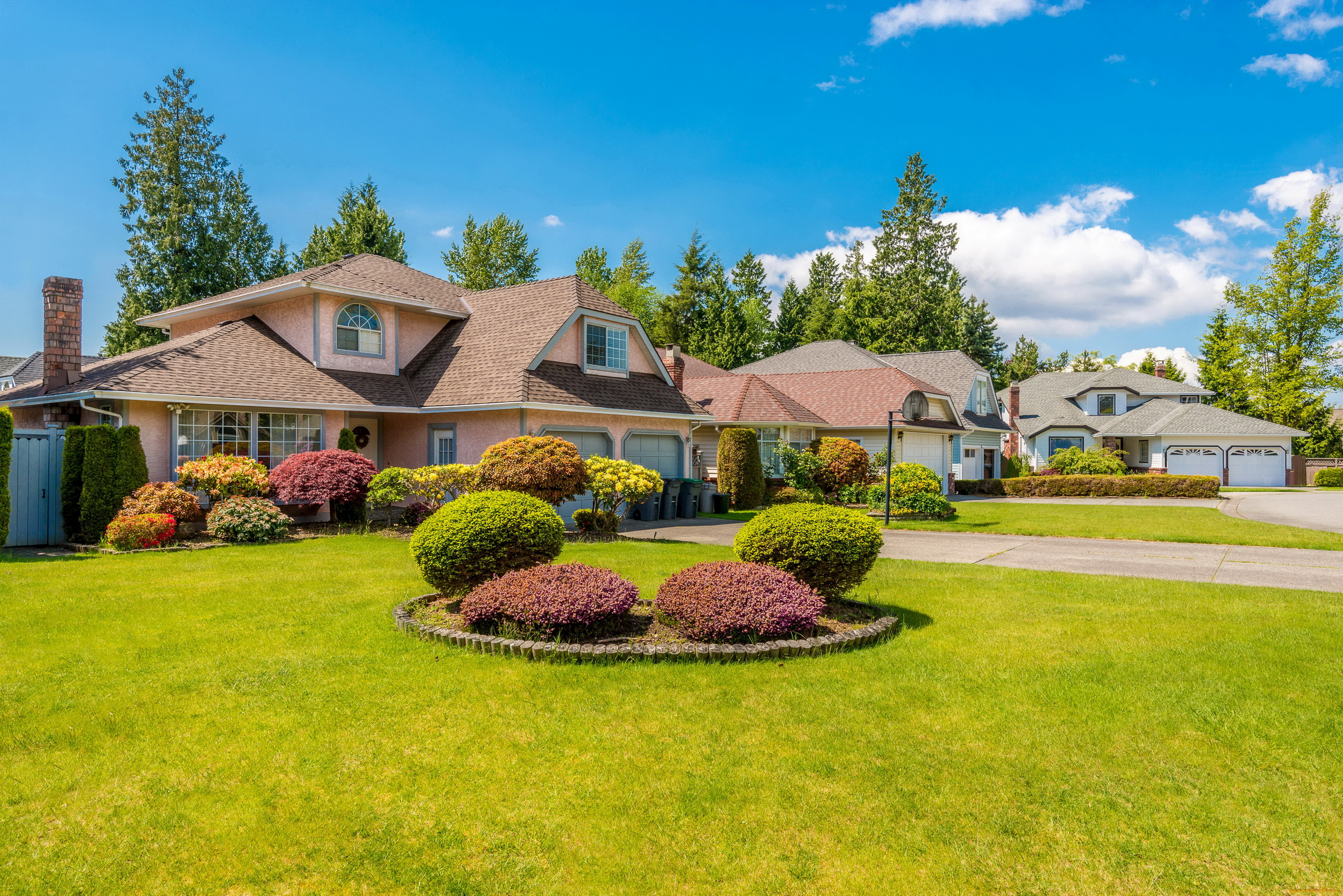 города, -, здания, , дома, газон, кусты, клумбы, дома, особняк