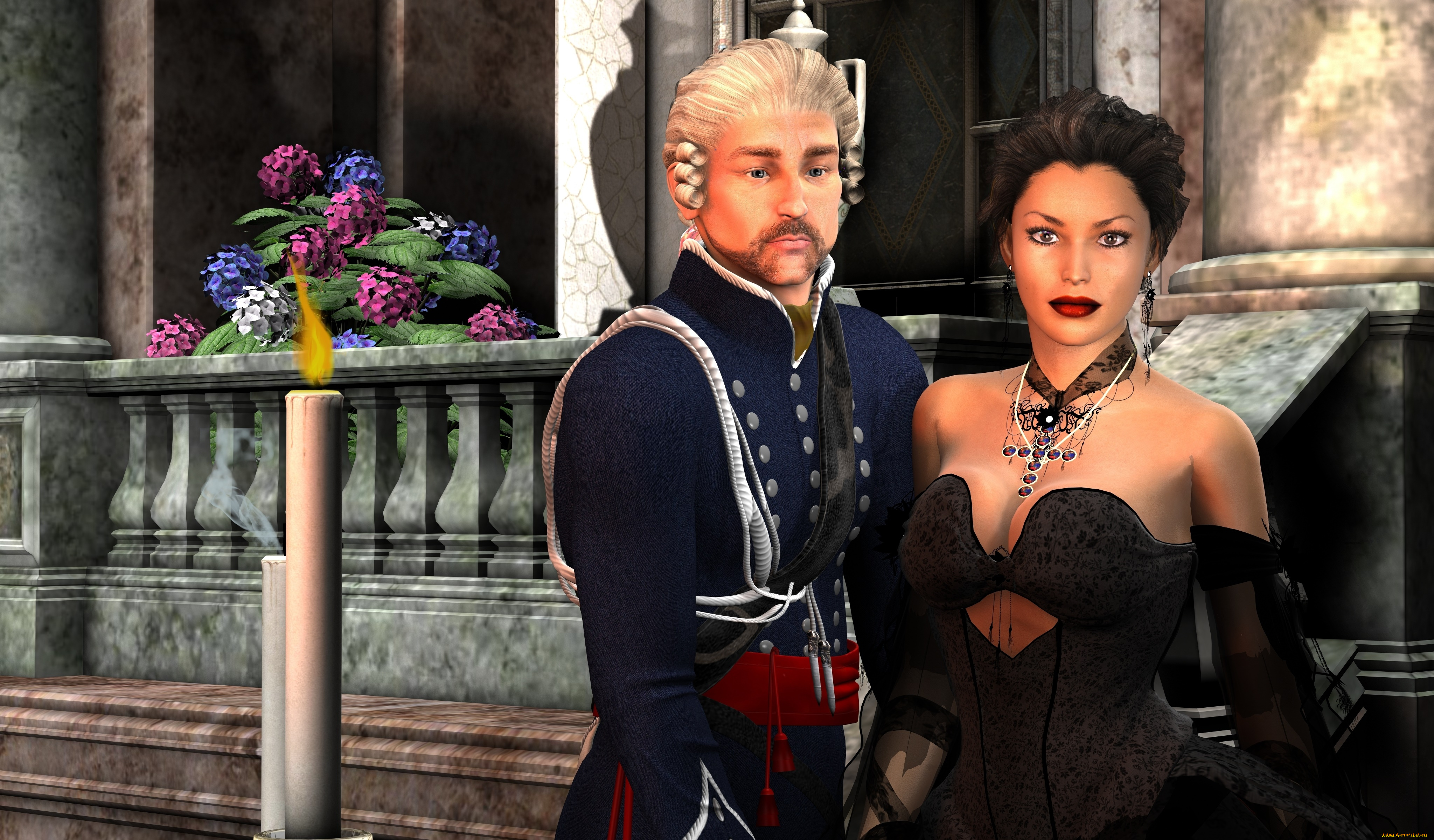 3д, графика, люди, , people, мужчина, фон, взгляд, девушка