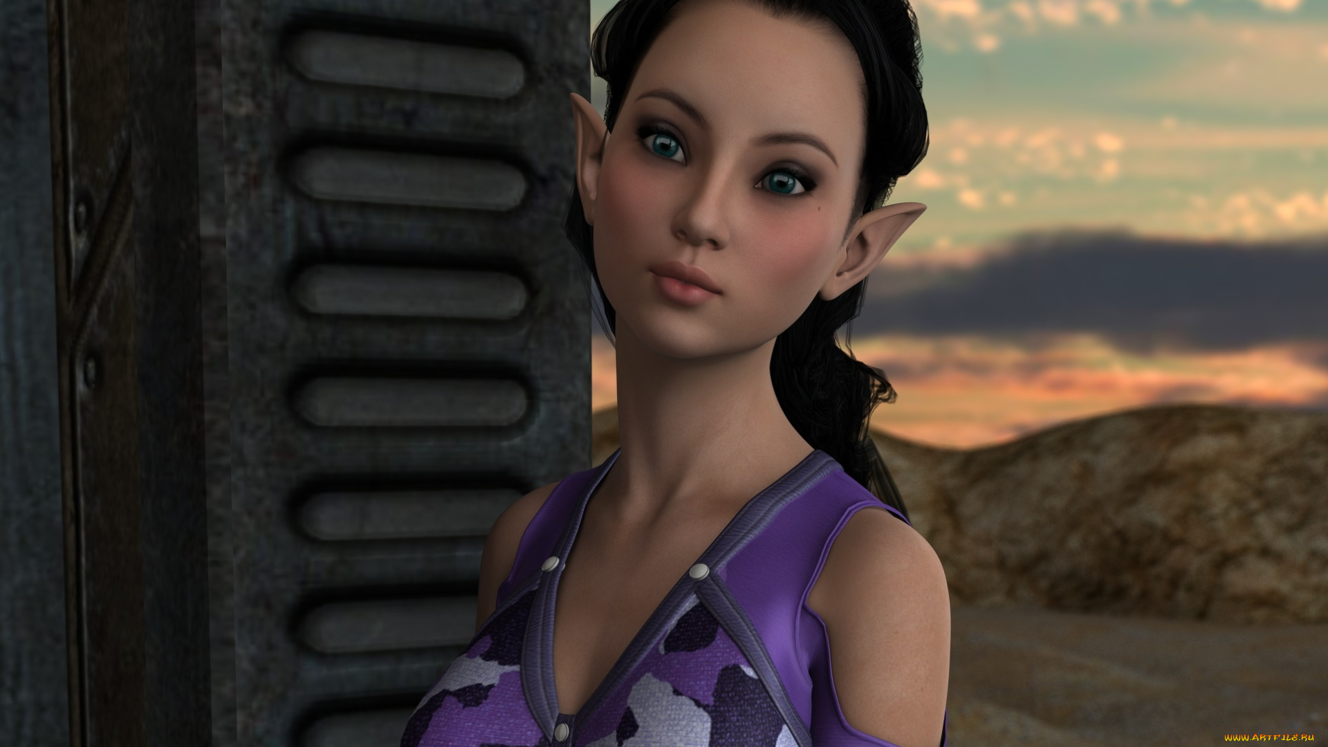 3д, графика, эльфы, , elves, фон, взгляд, эльфийка