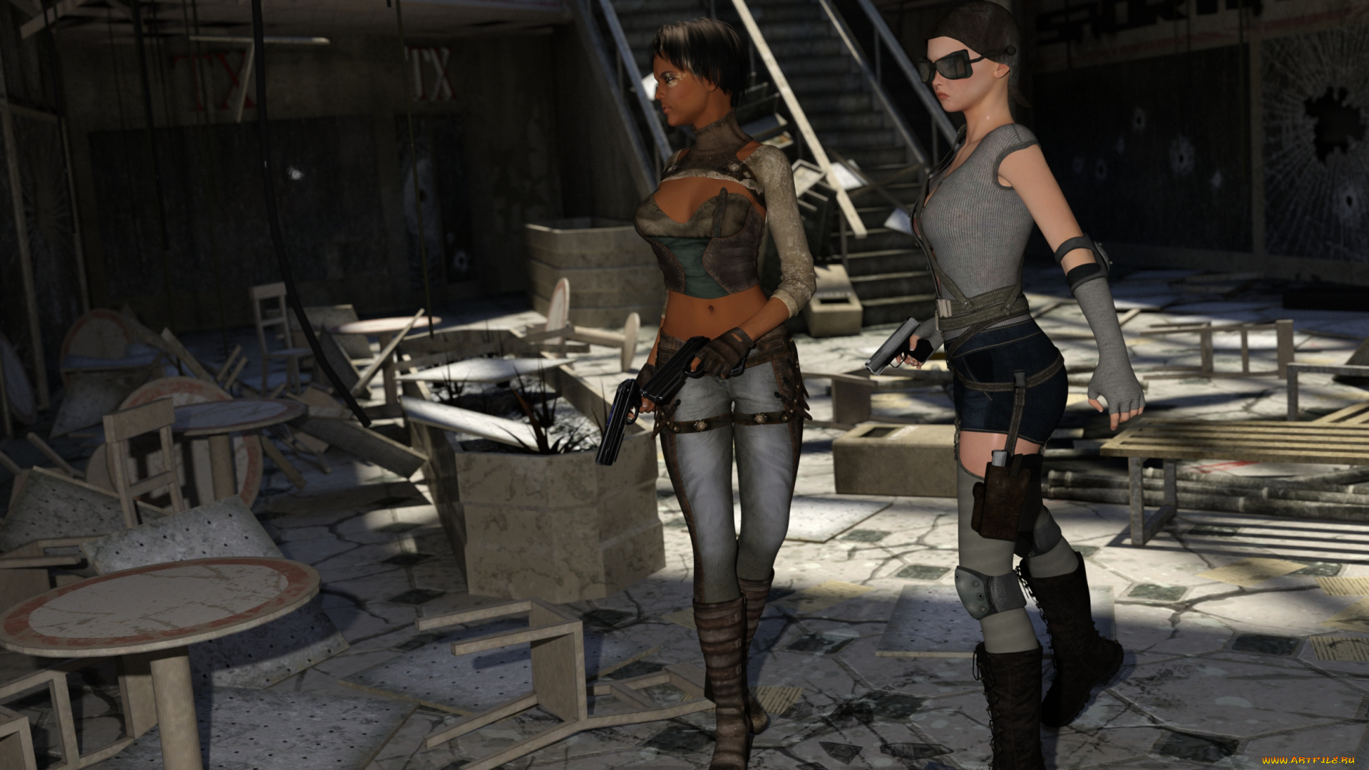 3д, графика, фантазия, , fantasy, взгляд, девушки, фон