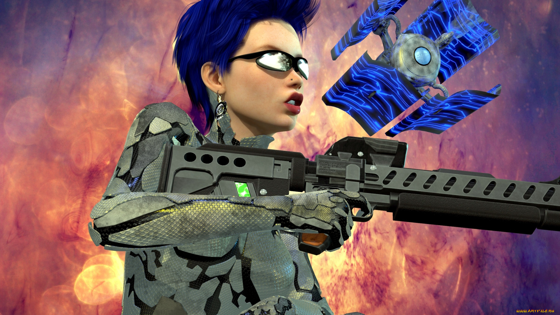 3д, графика, люди, , people, оружие, фон, девушка, взгляд