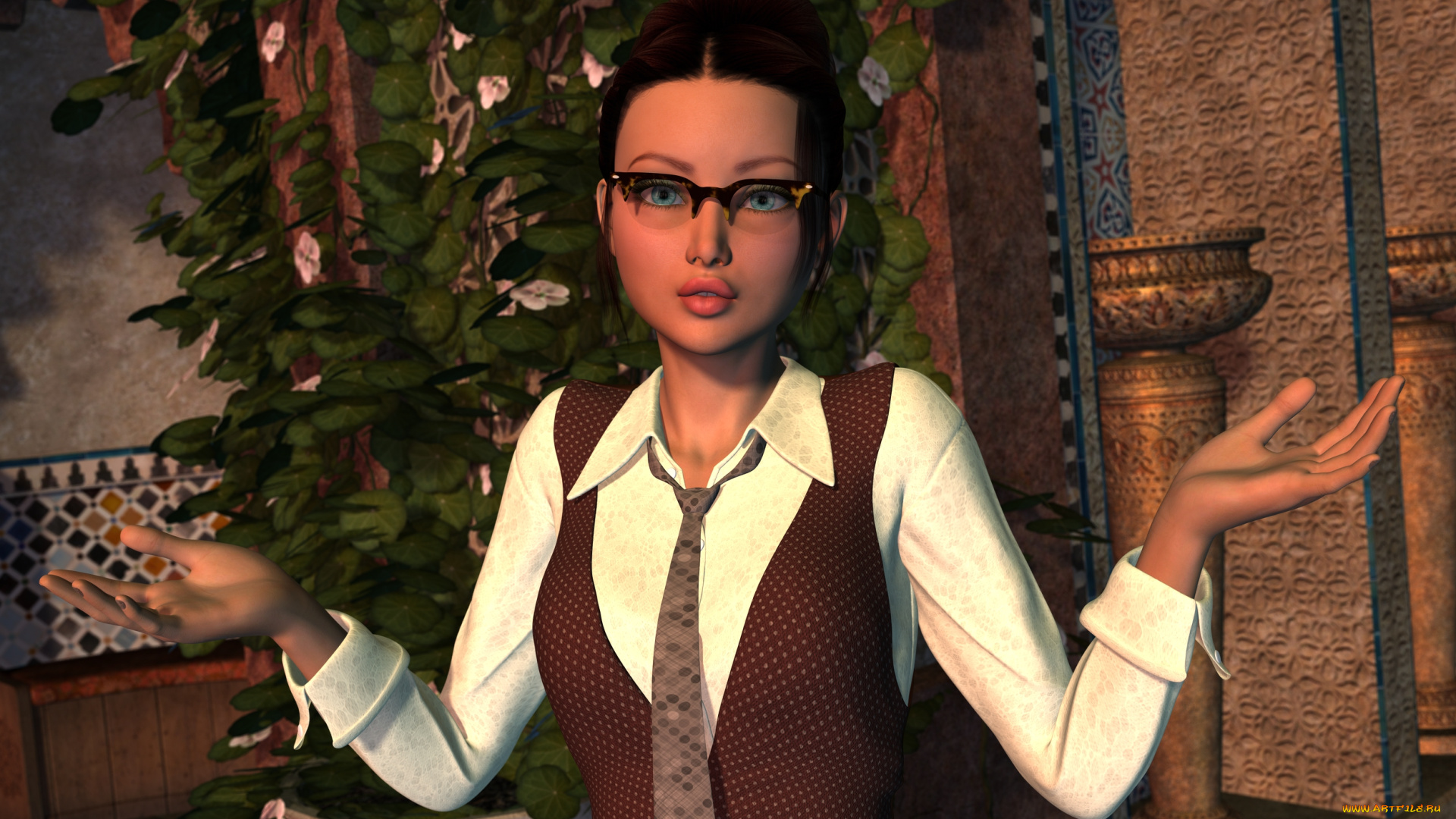 3д, графика, люди, , people, взгляд, девушка, фон