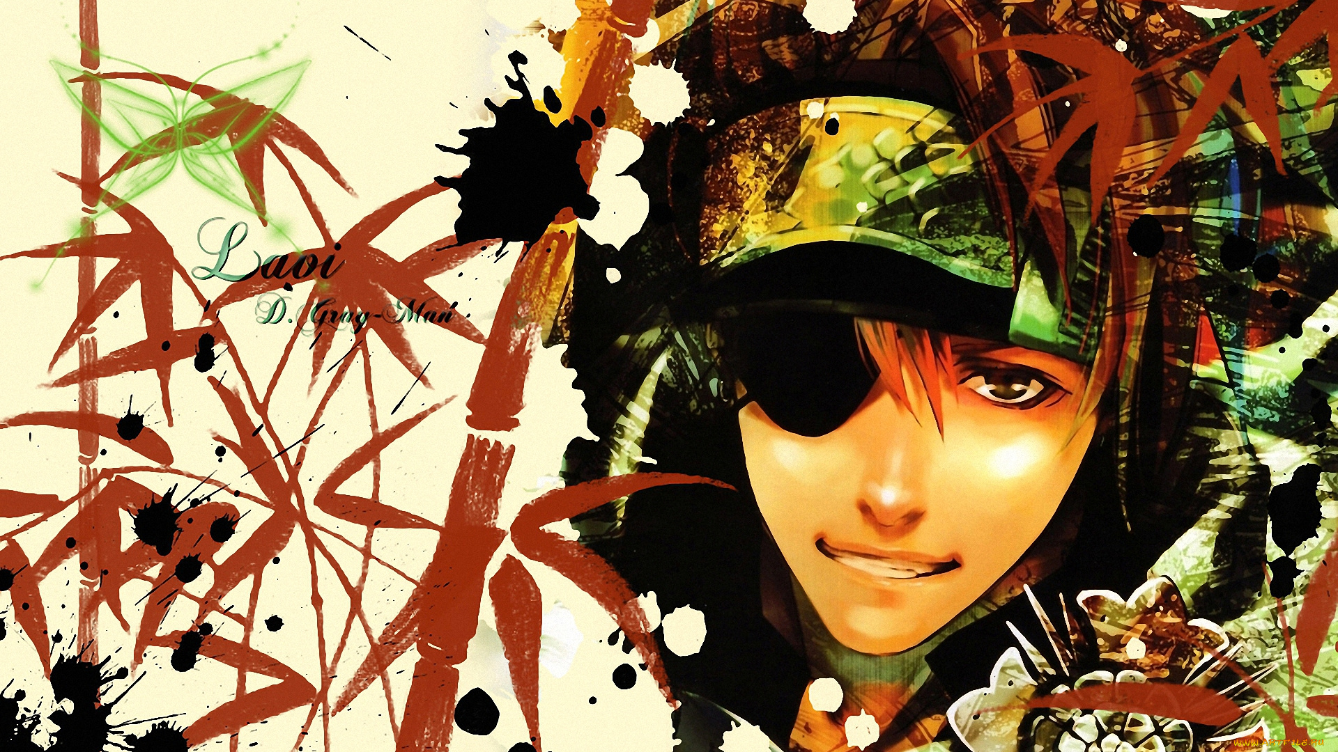 аниме, , gray-man, экзорцист, парень, повязка, взгляд, lavi, бамбук