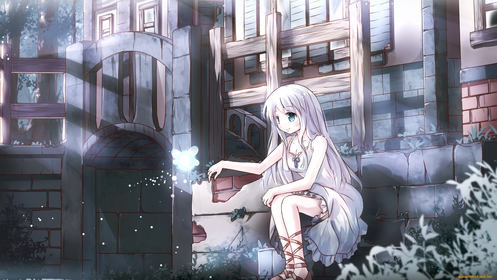 аниме, город, , улицы, , здания, фон, взгляд, девушка