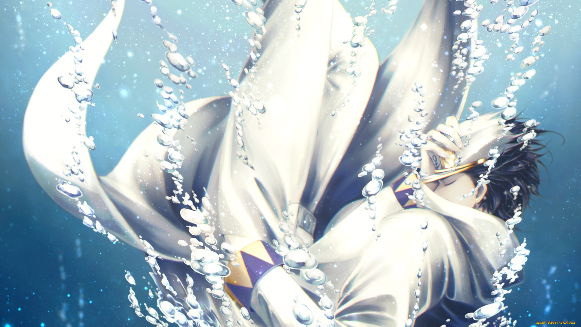 аниме, jojo`s, bizarre, adventure, парень, вода