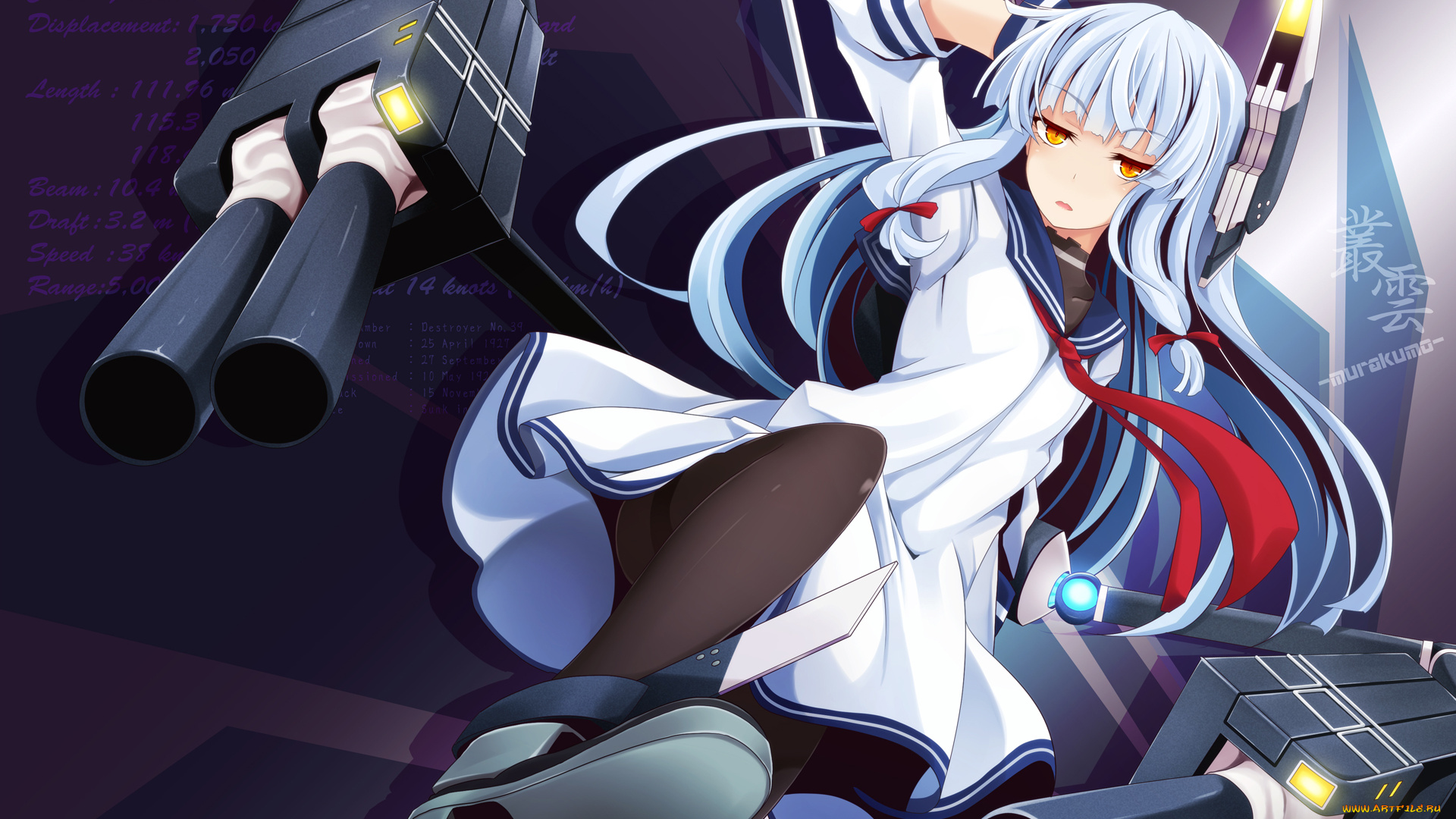 аниме, kantai, collection, взгляд, девушка, фон