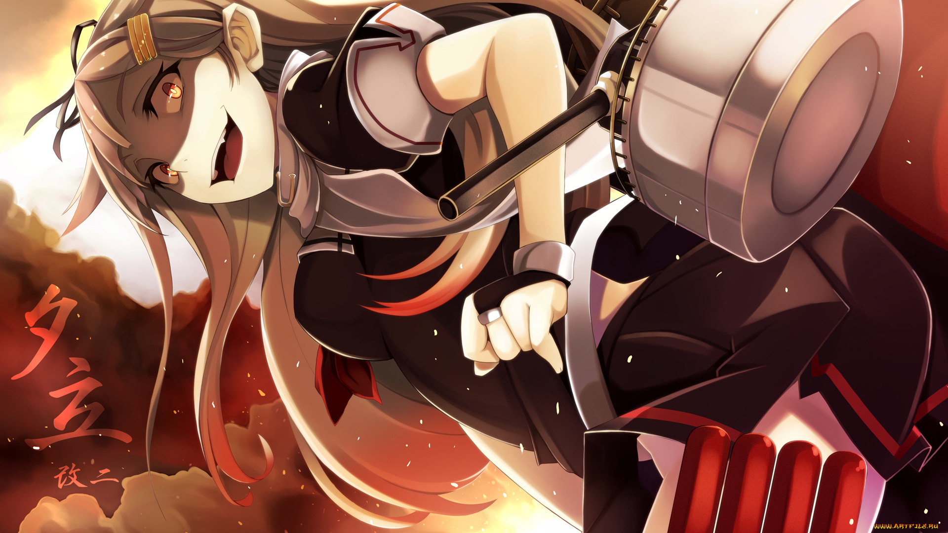 аниме, kantai, collection, взгляд, фон, девушка