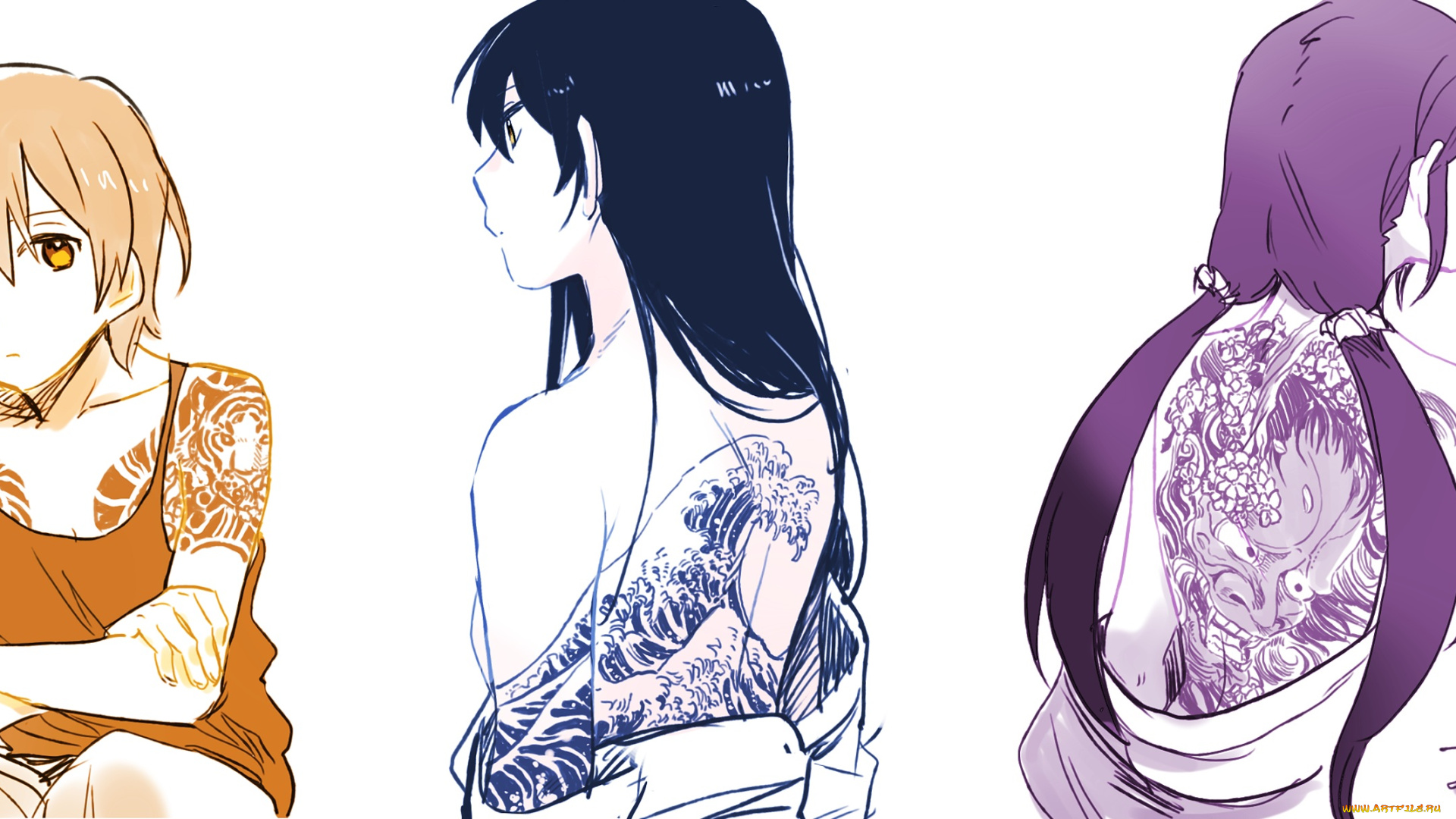 аниме, love, live, , school, idol, project, мальчик, девушки, тату