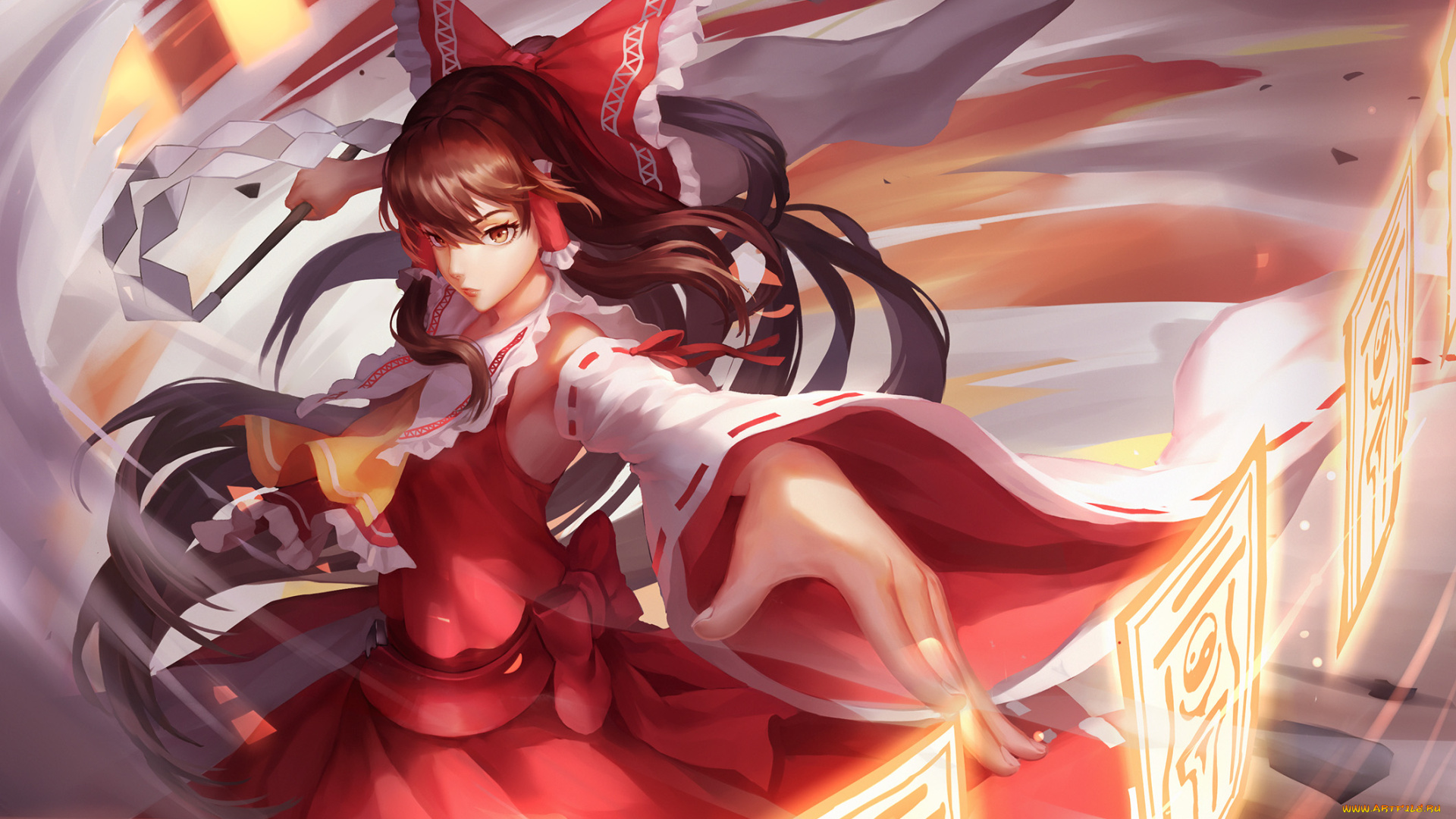 аниме, touhou, взгляд, фон, девушка